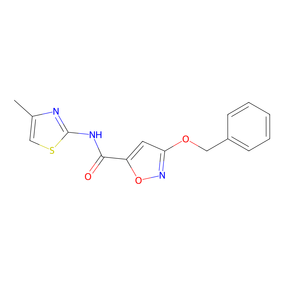 3-(benzyloxy)-N-(4-methylthiazol-2-yl)isoxazole-5-carboxamide molecular structure, CAS 1448047-19-5