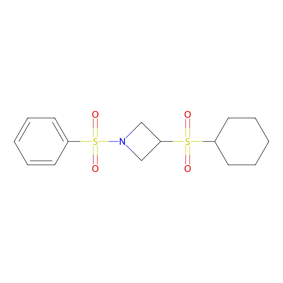 3-(Cyclohexylsulfonyl)-1-(phenylsulfonyl)azetidine molecular structure, CAS 1448047-22-0