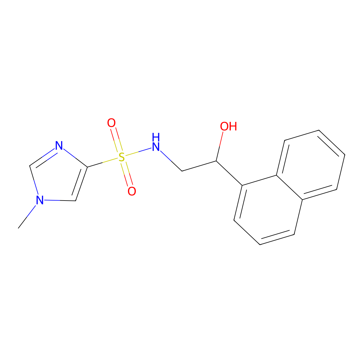 N-(2-hydroxy-2-(naphthalen-1-yl)ethyl)-1-methyl-1H-imidazole-4-sulfonamide molecular structure, CAS 1448047-30-0
