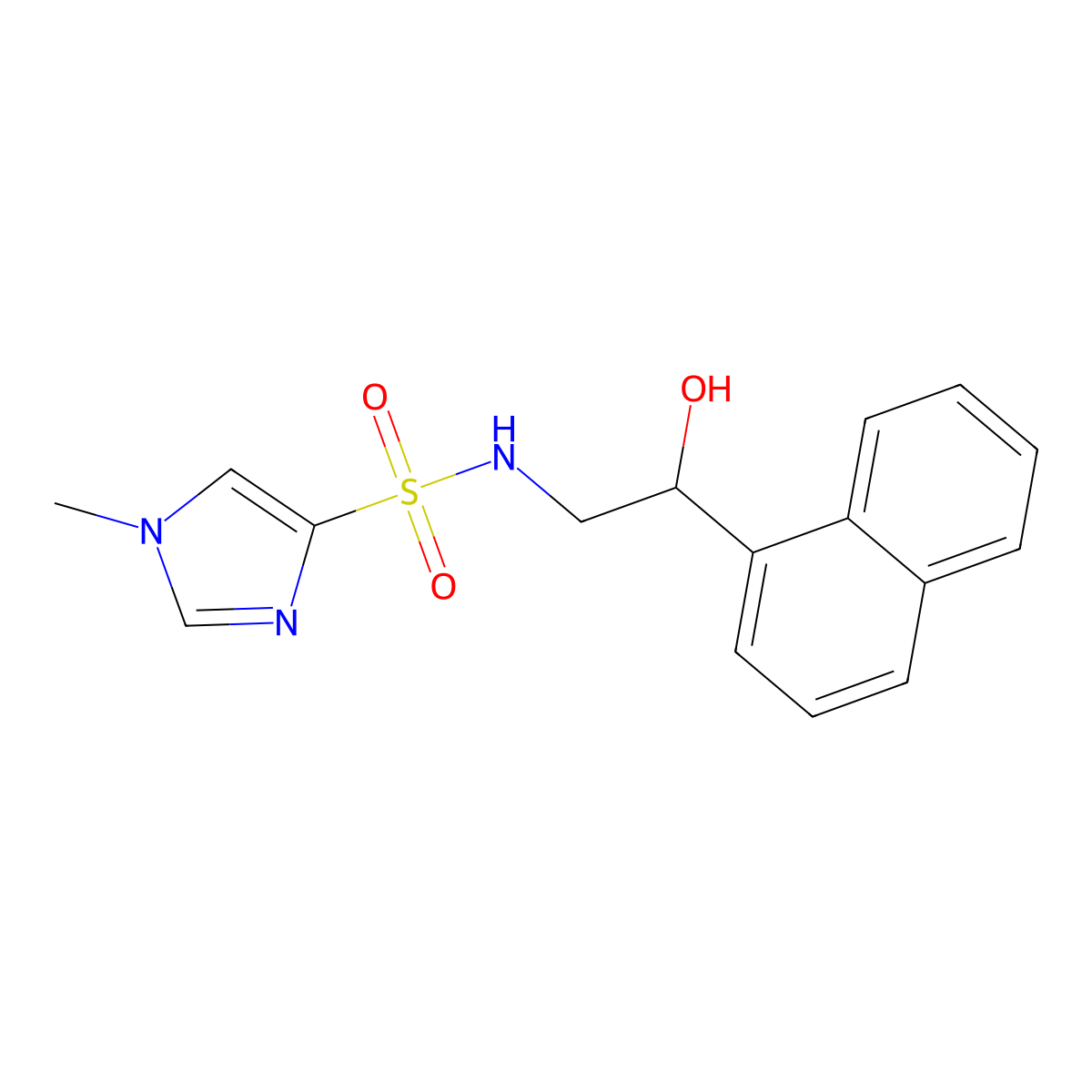 N-(2-hydroxy-2-(naphthalen-1-yl)ethyl)-1-methyl-1H-imidazole-4-sulfonamide molecular structure, CAS 1448047-30-0