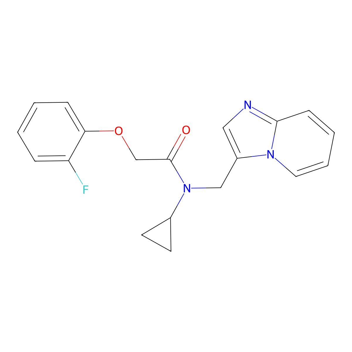 N-cyclopropyl-2-(2-fluorophenoxy)-N-(imidazo[1,2-a]pyridin-3-ylmethyl)acetamide molecular structure, CAS 1448047-32-2