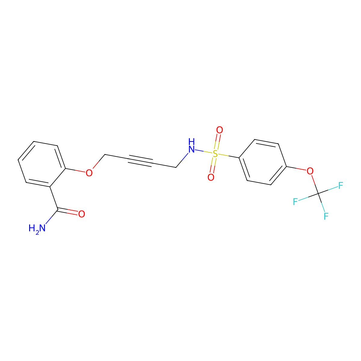 2-((4-((4-(Trifluoromethoxy)phenyl)sulfonamido)but-2-yn-1-yl)oxy)benzamide molecular structure, CAS 1448047-35-5