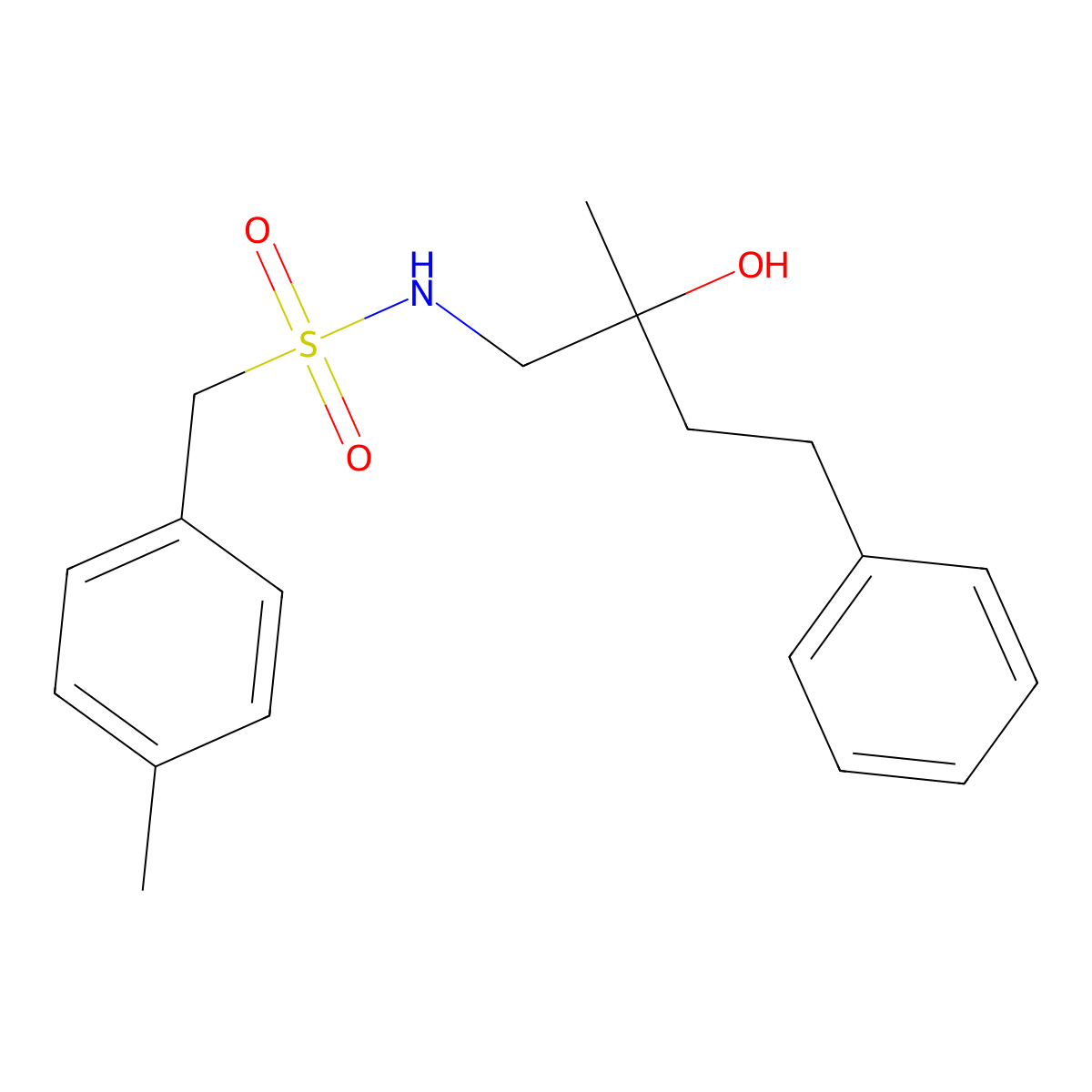 N-(2-hydroxy-2-methyl-4-phenylbutyl)-1-(p-tolyl)methanesulfonamide molecular structure, CAS 1448047-37-7