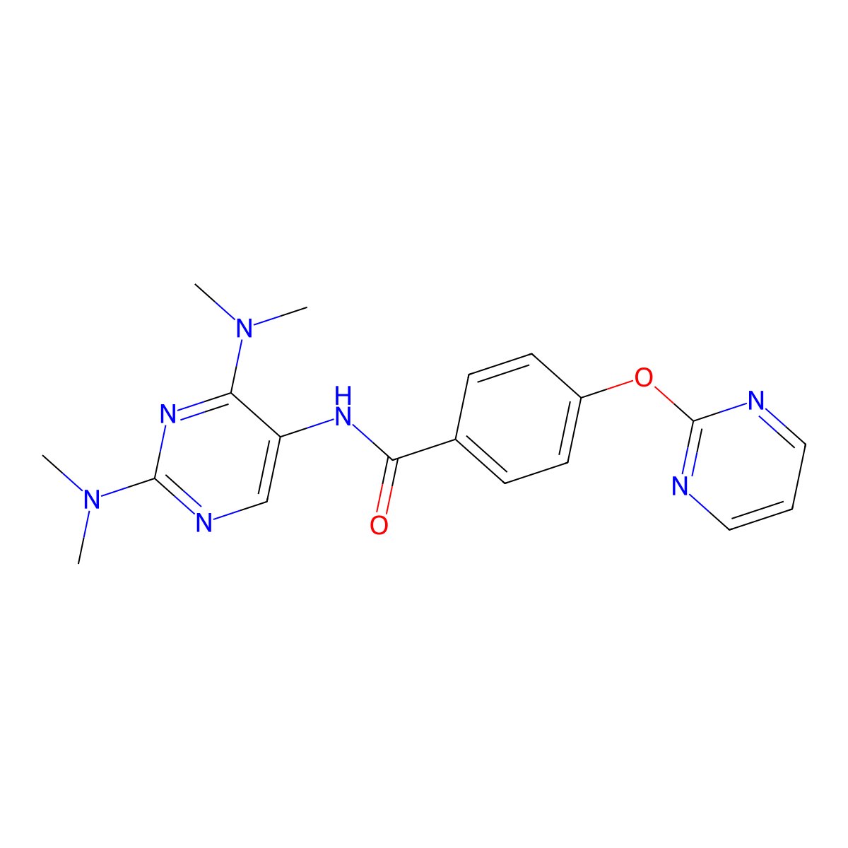 N-[2,4-Bis(dimethylamino)pyrimidin-5-YL]-4-(pyrimidin-2-yloxy)benzamide molecular structure, CAS 1448047-39-9