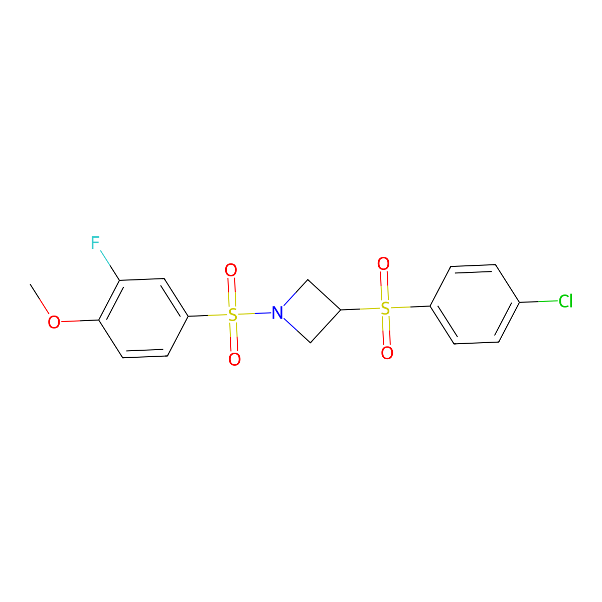 3-((4-Chlorophenyl)sulfonyl)-1-((3-fluoro-4-methoxyphenyl)sulfonyl)azetidine molecular structure, CAS 1448047-40-2