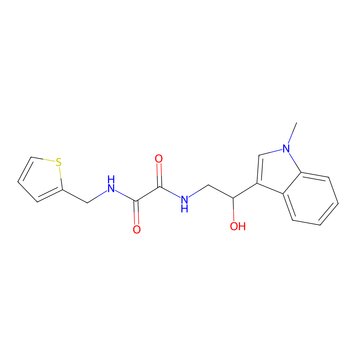 N1-(2-hydroxy-2-(1-methyl-1H-indol-3-yl)ethyl)-N2-(thiophen-2-ylmethyl)oxalamide molecular structure, CAS 1448047-43-5