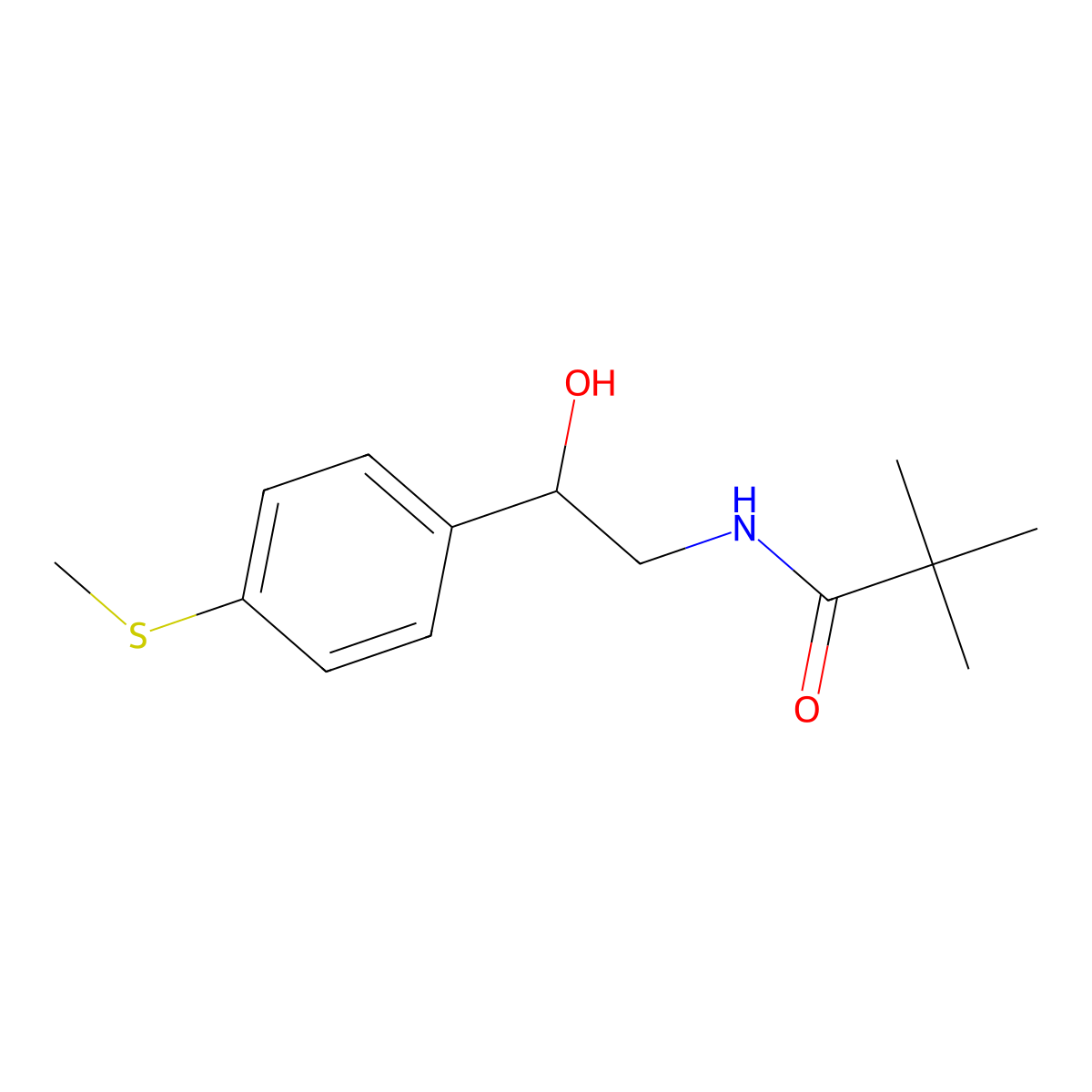 N-(2-hydroxy-2-(4-(methylthio)phenyl)ethyl)pivalamide molecular structure, CAS 1448047-44-6