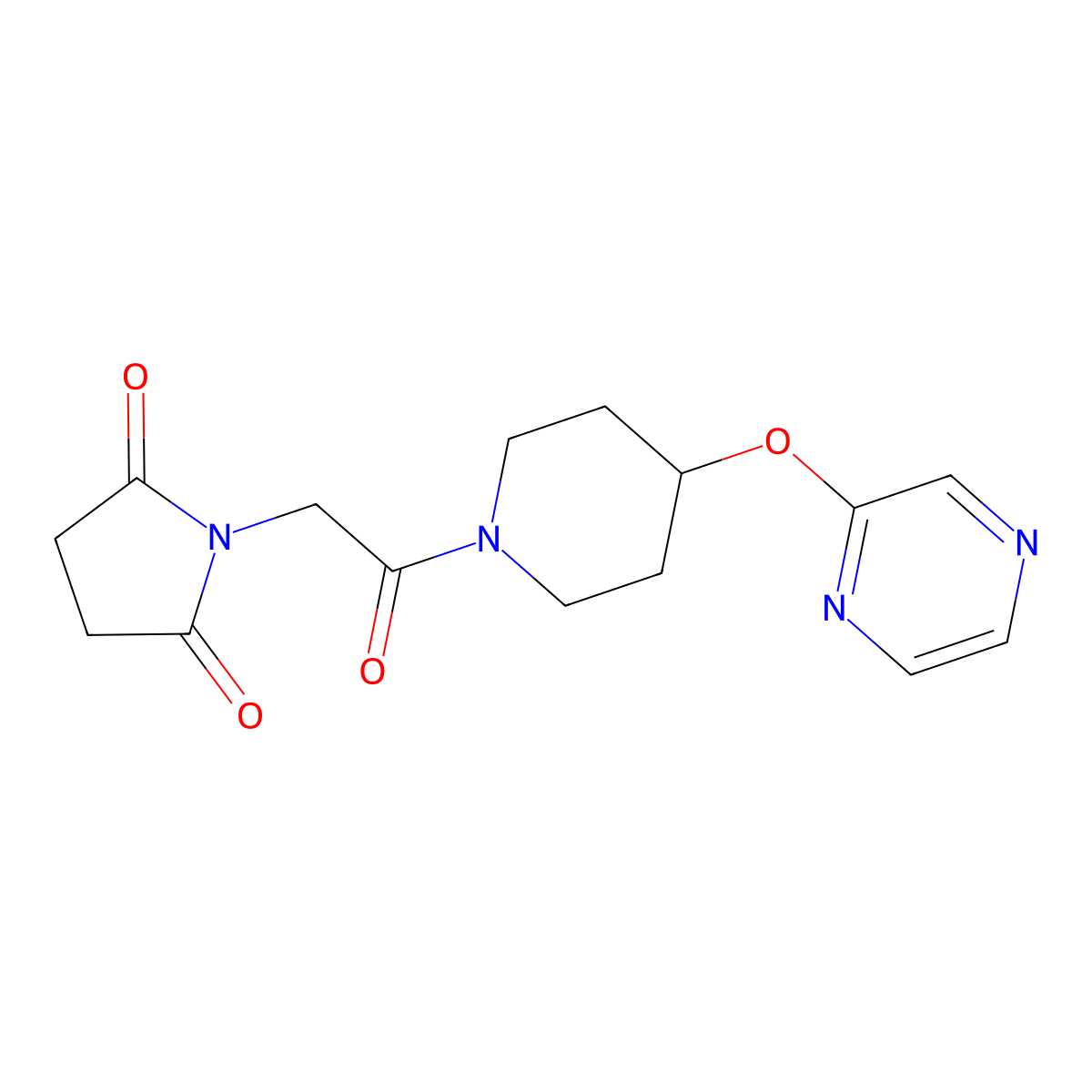1-{2-Oxo-2-[4-(pyrazin-2-yloxy)piperidin-1-YL]ethyl}pyrrolidine-2,5-dione molecular structure, CAS 1448047-45-7