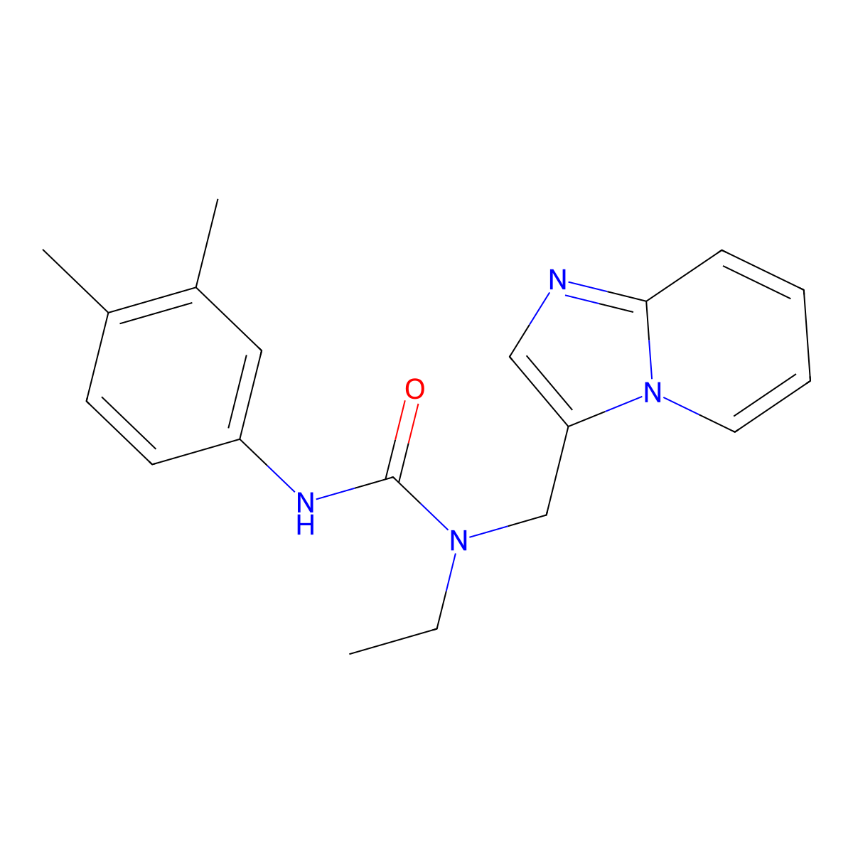 3-(3,4-Dimethylphenyl)-1-ethyl-1-(imidazo[1,2-a]pyridin-3-ylmethyl)urea molecular structure, CAS 1448047-46-8