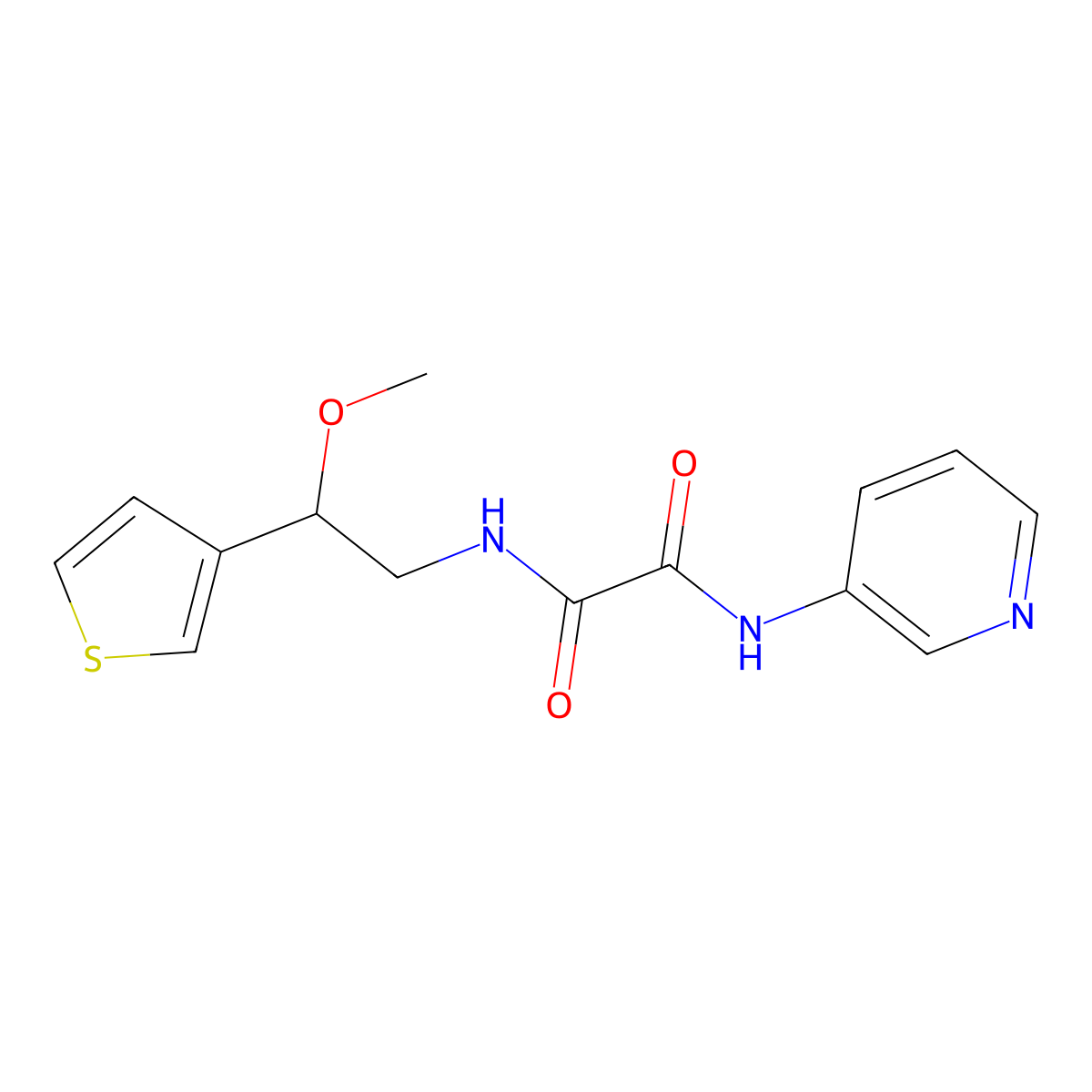 N1-(2-methoxy-2-(thiophen-3-yl)ethyl)-N2-(pyridin-3-yl)oxalamide molecular structure, CAS 1448047-48-0