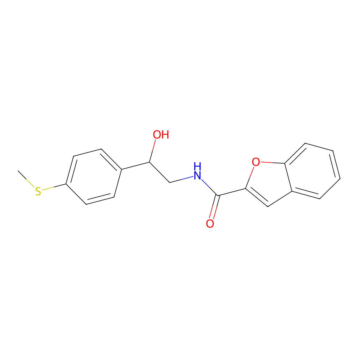 N-(2-hydroxy-2-(4-(methylthio)phenyl)ethyl)benzofuran-2-carboxamide molecular structure, CAS 1448047-51-5