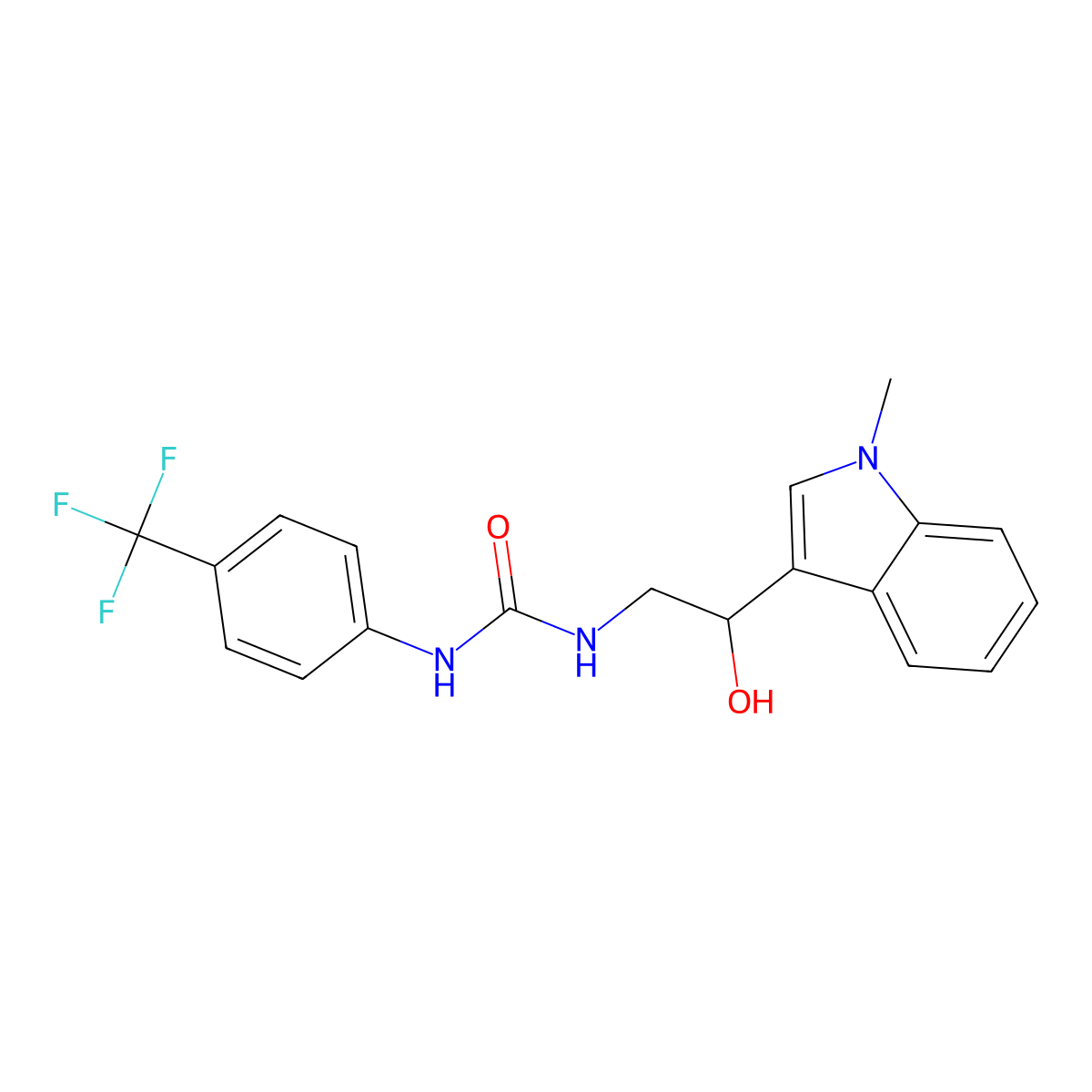 1-(2-hydroxy-2-(1-methyl-1H-indol-3-yl)ethyl)-3-(4-(trifluoromethyl)phenyl)urea molecular structure, CAS 1448047-52-6