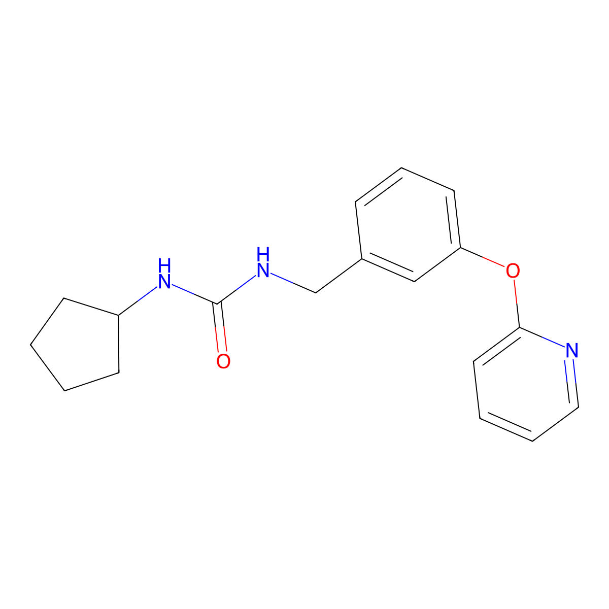 1-Cyclopentyl-3-(3-(pyridin-2-yloxy)benzyl)urea molecular structure, CAS 1448047-54-8
