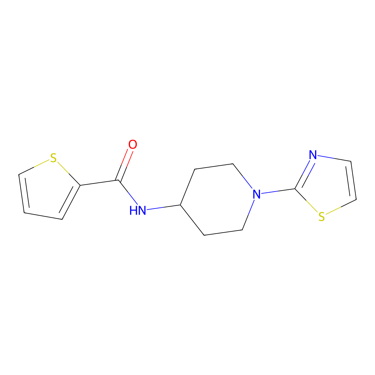 N-(1-(thiazol-2-yl)piperidin-4-yl)thiophene-2-carboxamide molecular structure, CAS 1448047-61-7