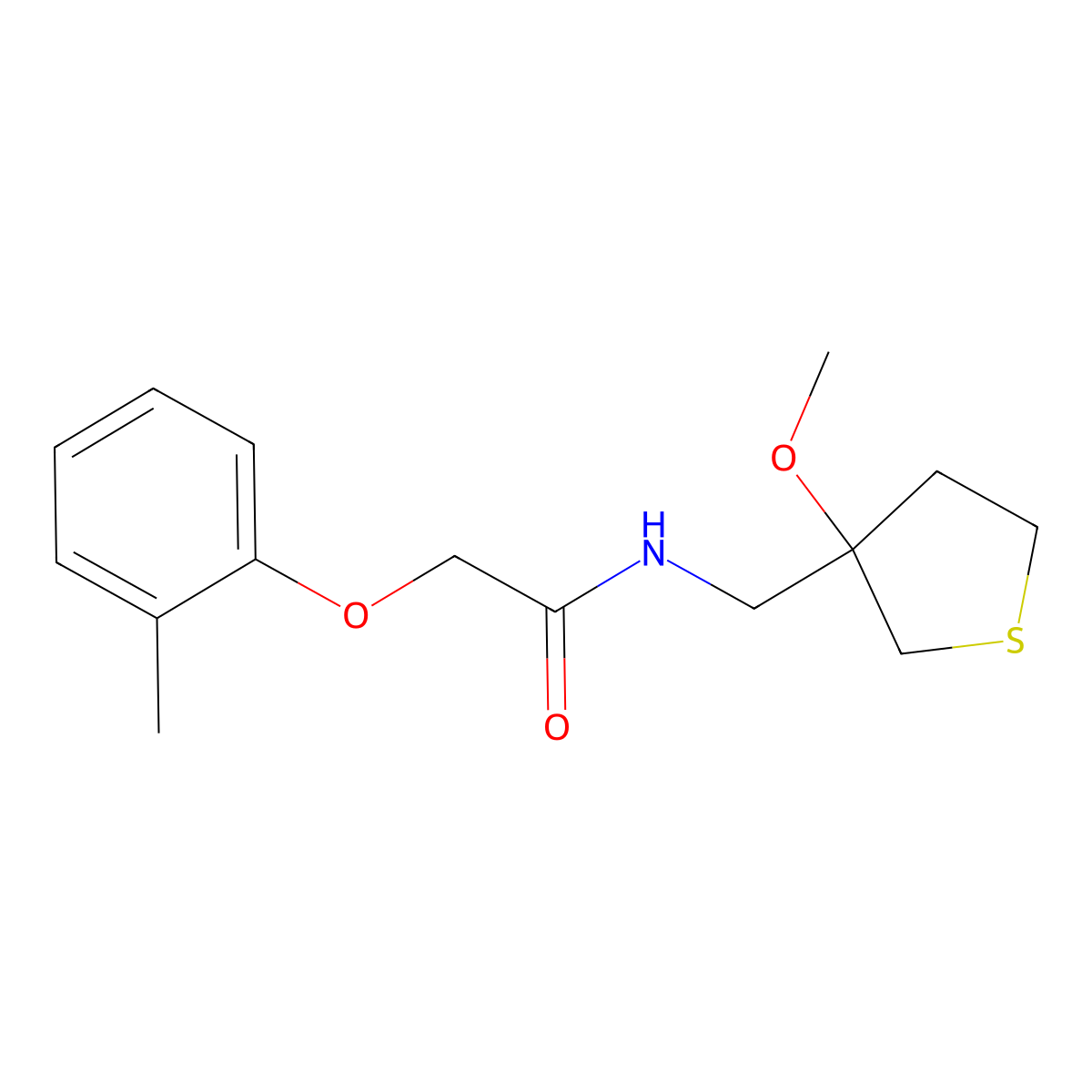 N-((3-methoxytetrahydrothiophen-3-yl)methyl)-2-(o-tolyloxy)acetamide molecular structure, CAS 1448047-65-1