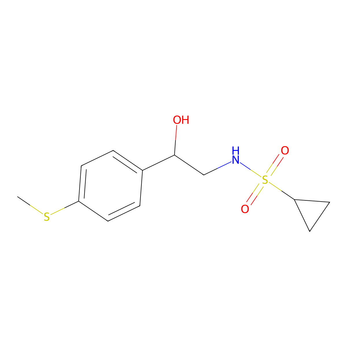 N-(2-hydroxy-2-(4-(methylthio)phenyl)ethyl)cyclopropanesulfonamide molecular structure, CAS 1448047-66-2