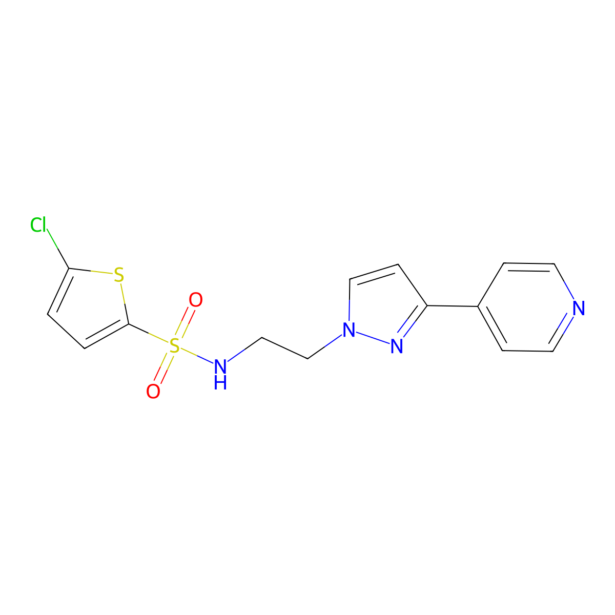 5-chloro-N-{2-[3-(pyridin-4-yl)-1H-pyrazol-1-yl]ethyl}thiophene-2-sulfonamide molecular structure, CAS 1448047-68-4