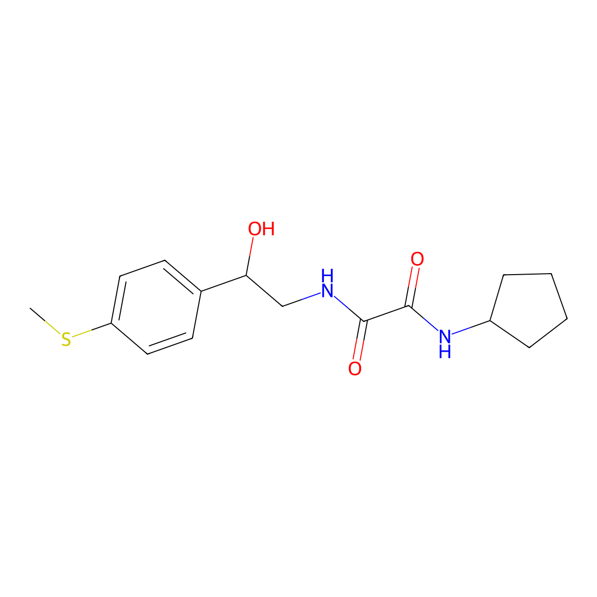 N1-cyclopentyl-N2-(2-hydroxy-2-(4-(methylthio)phenyl)ethyl)oxalamide molecular structure, CAS 1448047-74-2
