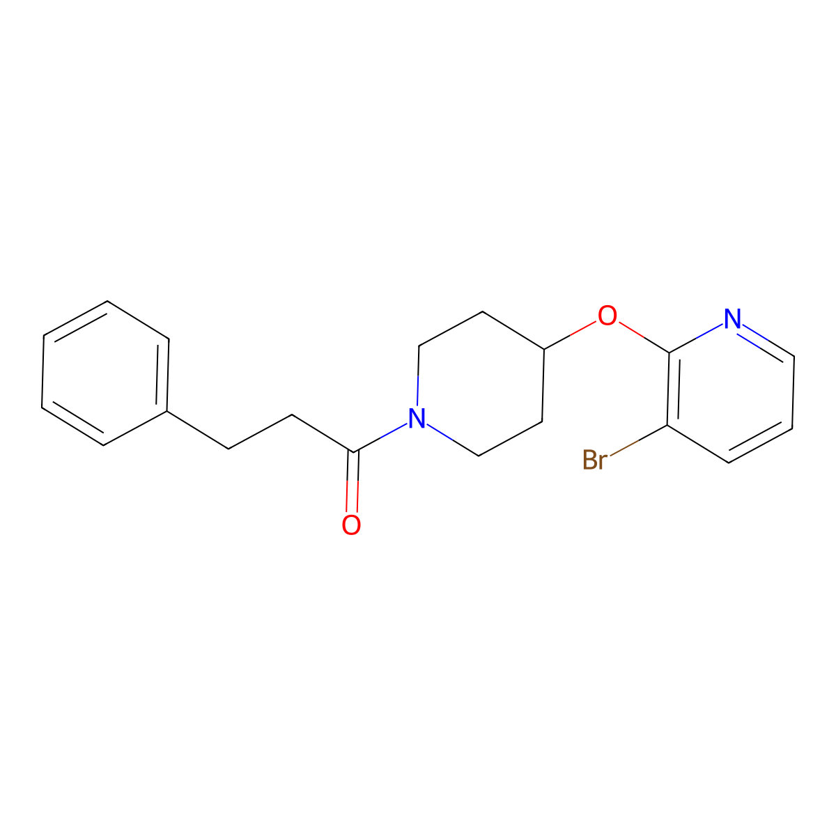 1-(4-((3-Bromopyridin-2-yl)oxy)piperidin-1-yl)-3-phenylpropan-1-one molecular structure, CAS 1448047-80-0