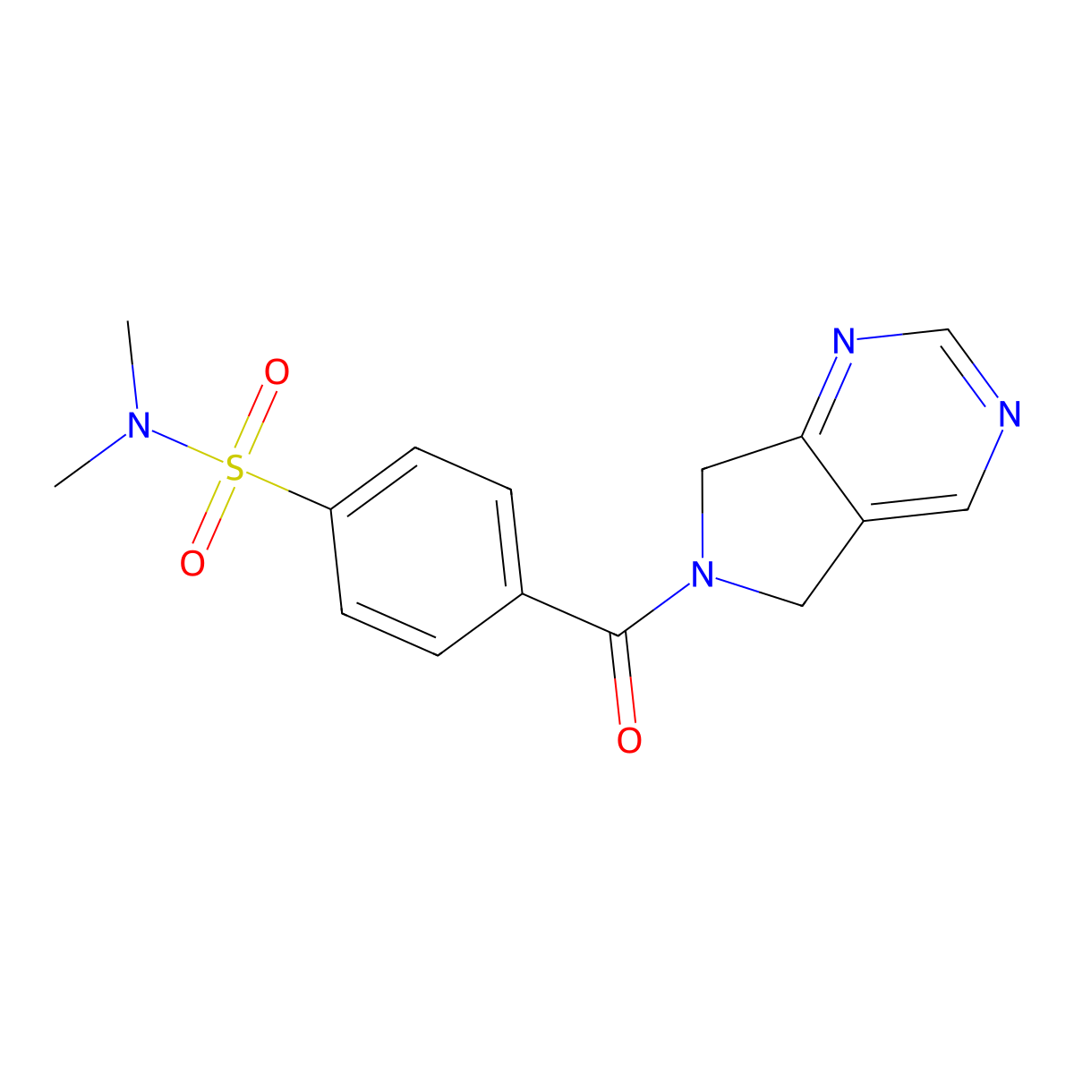 4-(6,7-dihydro-5H-pyrrolo[3,4-d]pyrimidine-6-carbonyl)-N,N-dimethylbenzenesulfonamide molecular structure, CAS 1448047-86-6