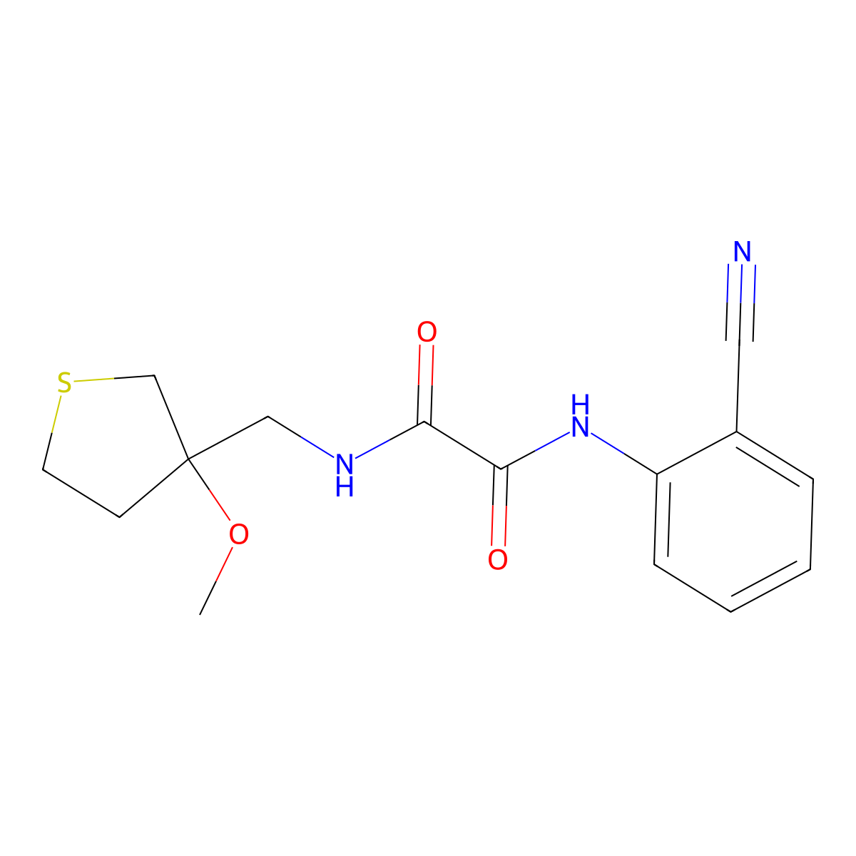 N1-(2-cyanophenyl)-N2-((3-methoxytetrahydrothiophen-3-yl)methyl)oxalamide molecular structure, CAS 1448047-88-8