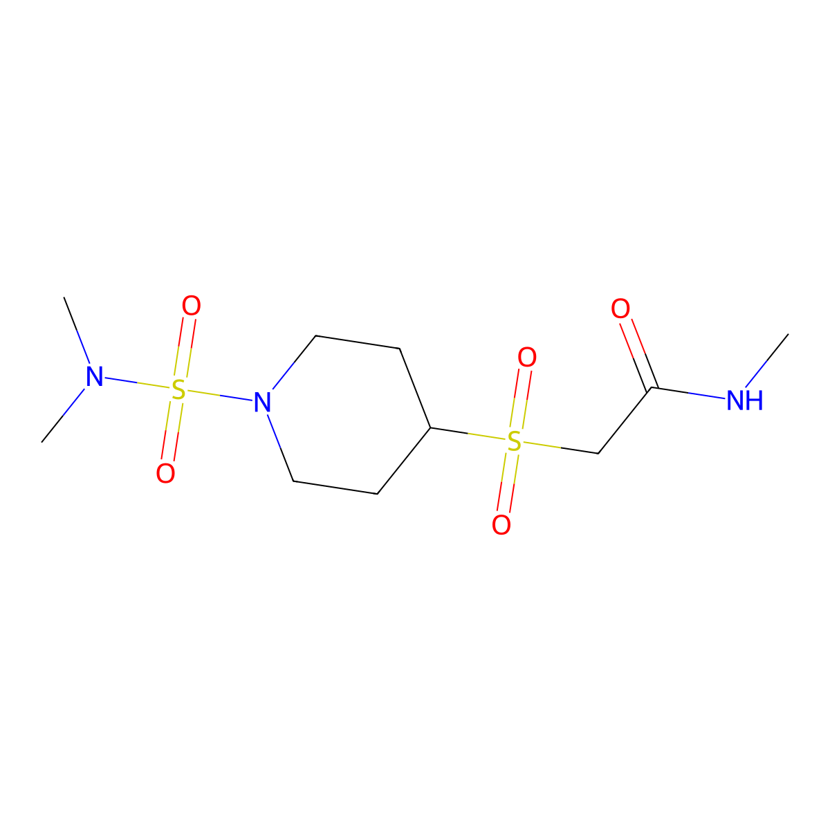 2-((1-(N,N-dimethylsulfamoyl)piperidin-4-yl)sulfonyl)-N-methylacetamide molecular structure, CAS 1448047-93-5