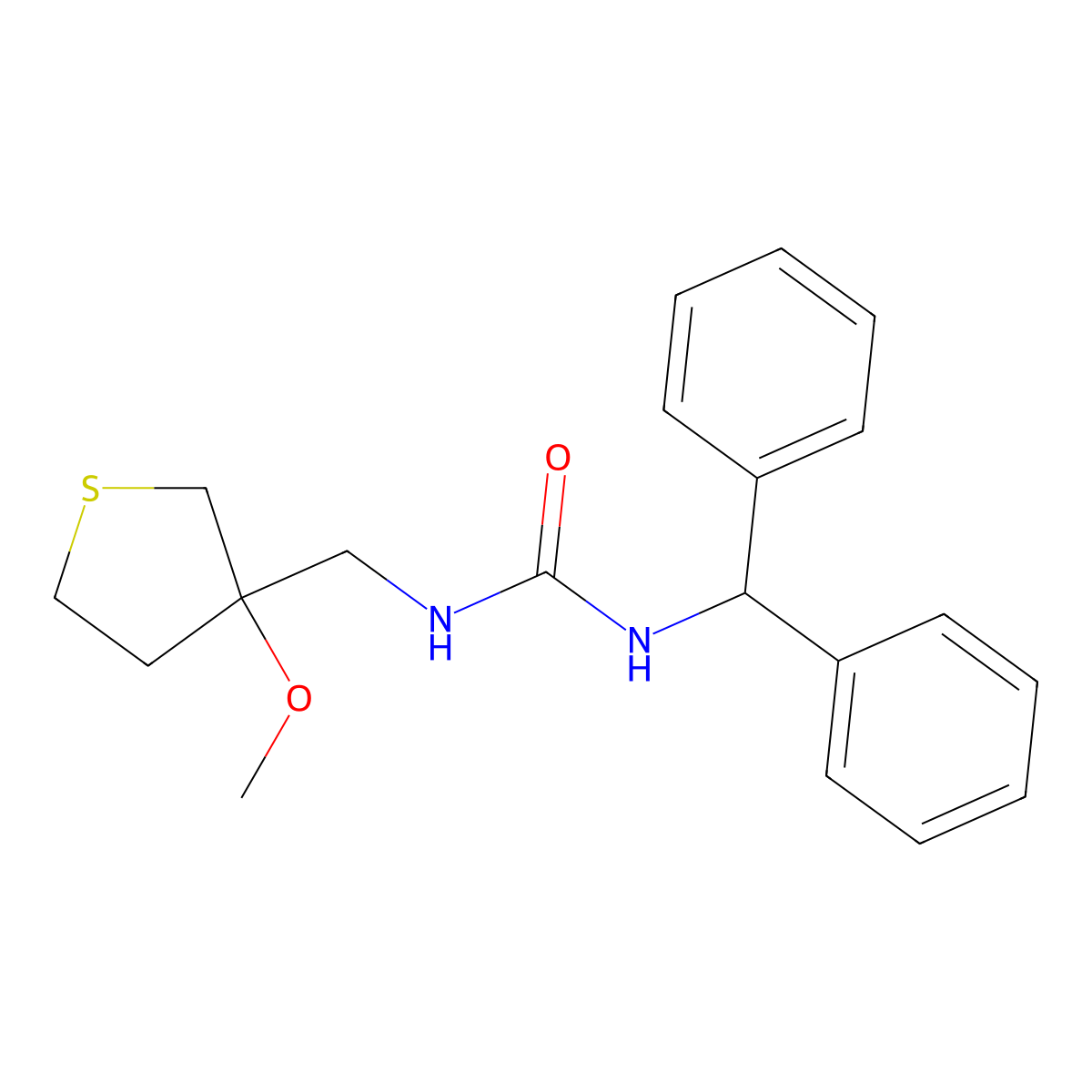 1-Benzhydryl-3-((3-methoxytetrahydrothiophen-3-yl)methyl)urea molecular structure, CAS 1448047-97-9