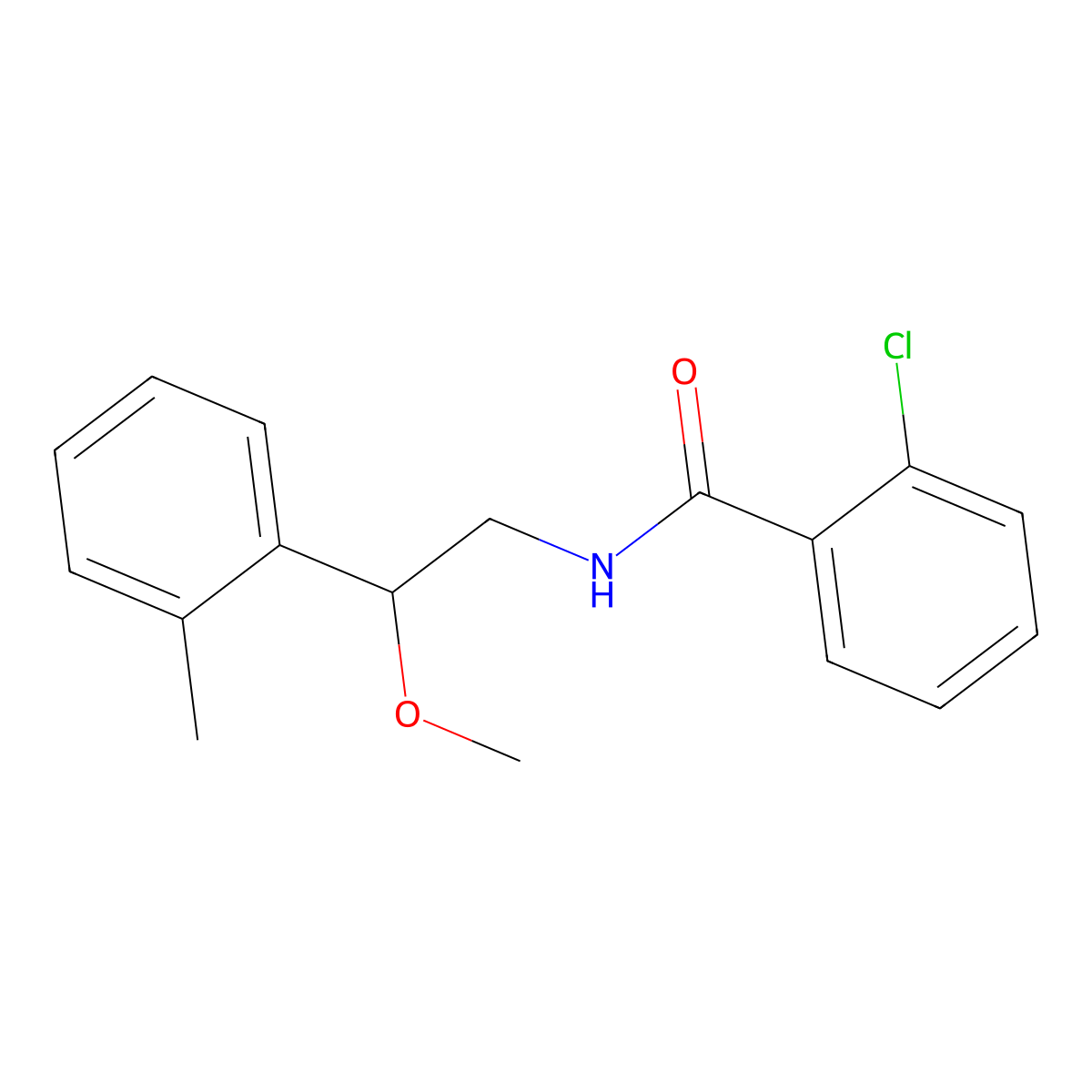 2-chloro-N-(2-methoxy-2-(o-tolyl)ethyl)benzamide molecular structure, CAS 1448047-99-1