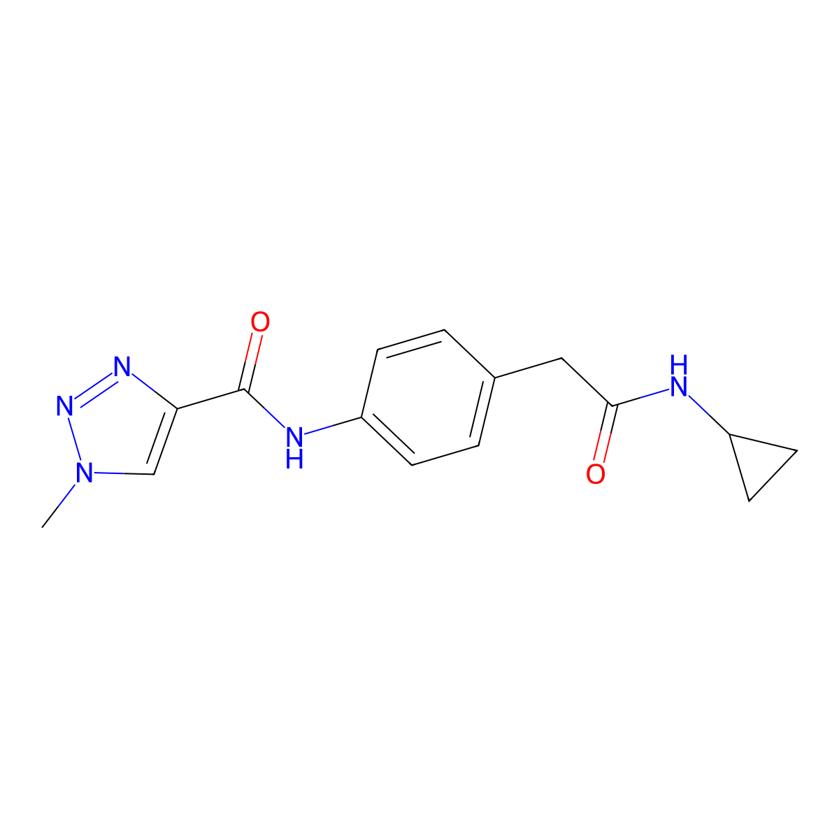 N-(4-(2-(cyclopropylamino)-2-oxoethyl)phenyl)-1-methyl-1H-1,2,3-triazole-4-carboxamide molecular structure, CAS 1448048-06-3