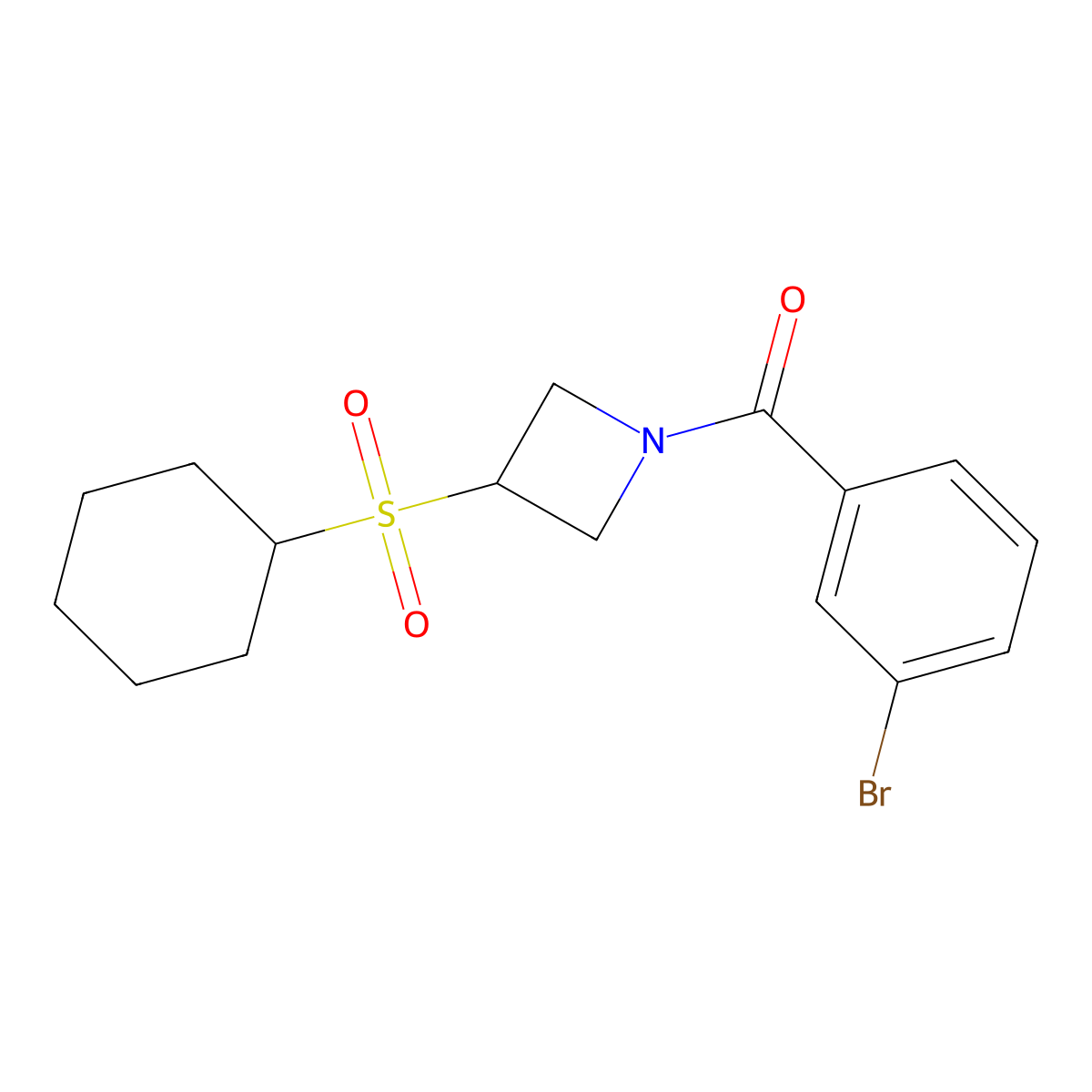 (3-Bromophenyl)(3-(cyclohexylsulfonyl)azetidin-1-yl)methanone molecular structure, CAS 1448048-08-5