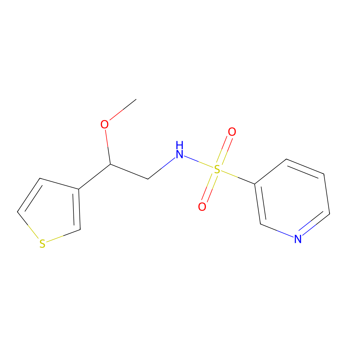 N-[2-Methoxy-2-(thiophen-3-YL)ethyl]pyridine-3-sulfonamide molecular structure, CAS 1448048-09-6
