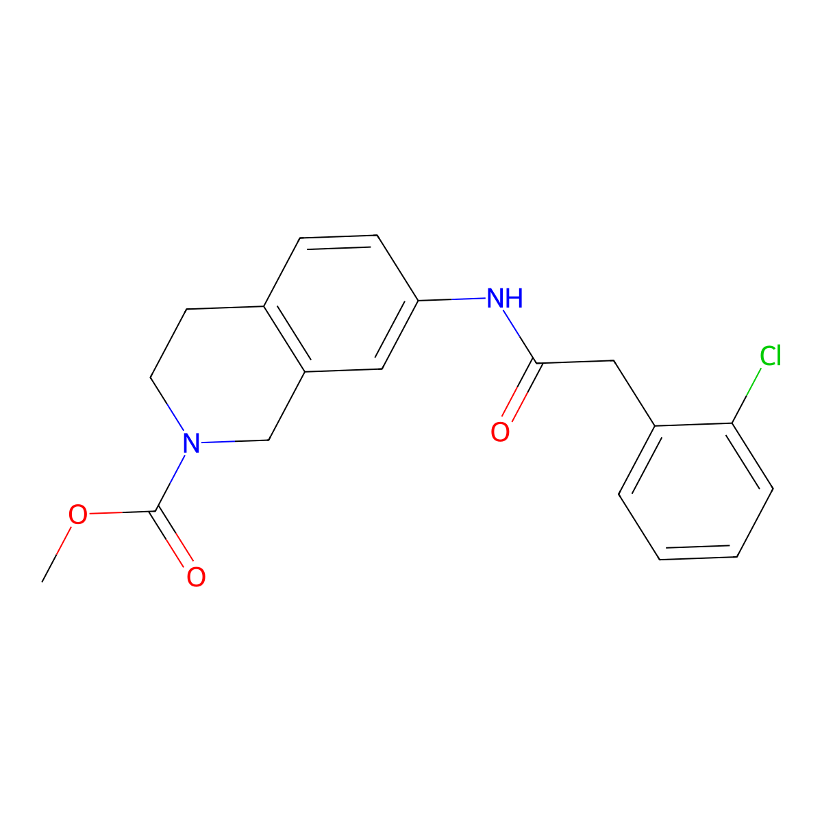 methyl 7-(2-(2-chlorophenyl)acetamido)-3,4-dihydroisoquinoline-2(1H)-carboxylate molecular structure, CAS 1448048-12-1