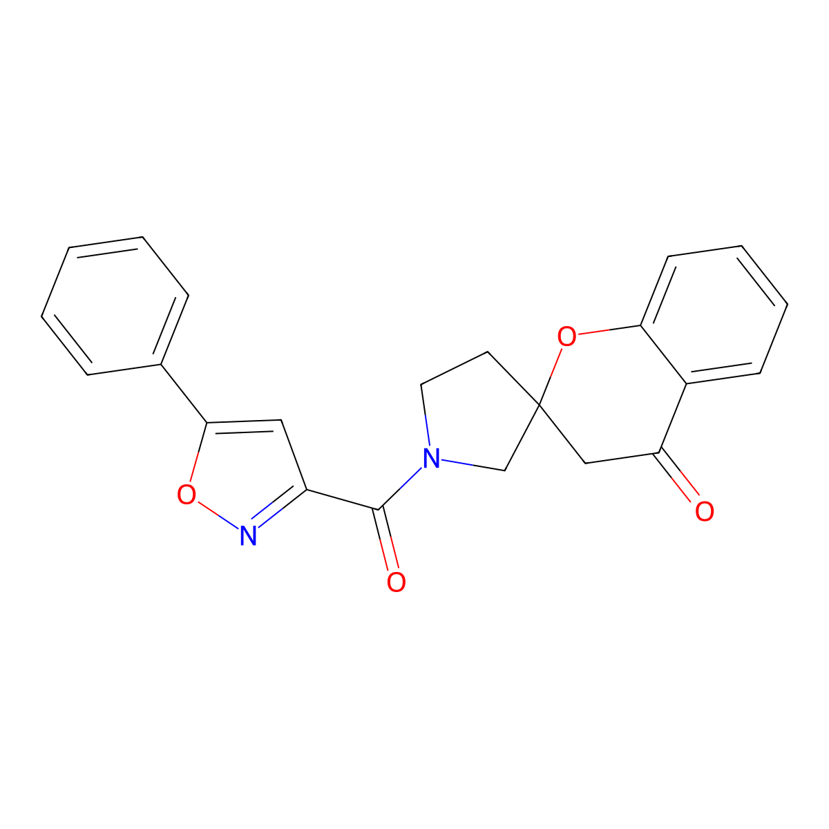 1'-(5-Phenyl-1,2-oxazole-3-carbonyl)-3,4-dihydrospiro[1-benzopyran-2,3'-pyrrolidine]-4-one molecular structure, CAS 1448048-13-2