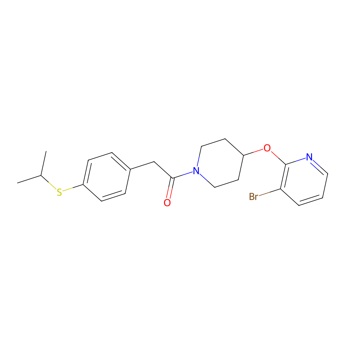 1-(4-((3-Bromopyridin-2-yl)oxy)piperidin-1-yl)-2-(4-(isopropylthio)phenyl)ethanone molecular structure, CAS 1448048-15-4