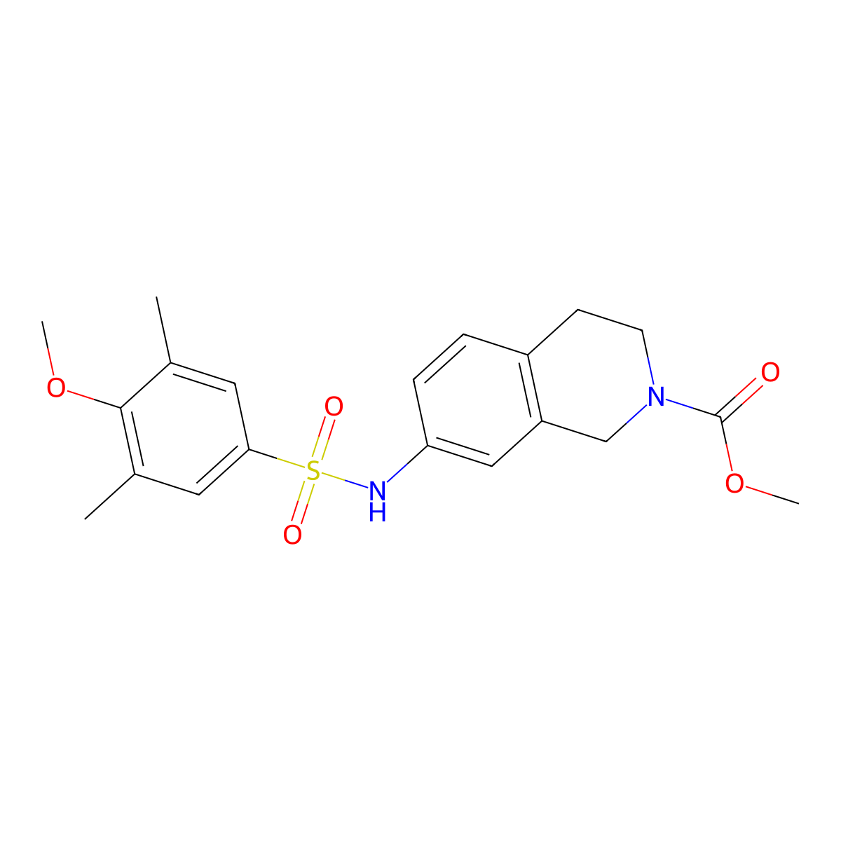 Methyl 7-(4-methoxy-3,5-dimethylbenzenesulfonamido)-1,2,3,4-tetrahydroisoquinoline-2-carboxylate molecular structure, CAS 1448048-20-1