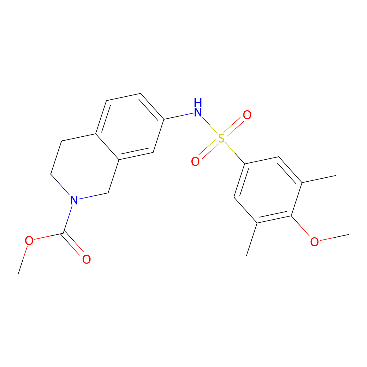 Methyl 7-(4-methoxy-3,5-dimethylbenzenesulfonamido)-1,2,3,4-tetrahydroisoquinoline-2-carboxylate molecular structure, CAS 1448048-20-1