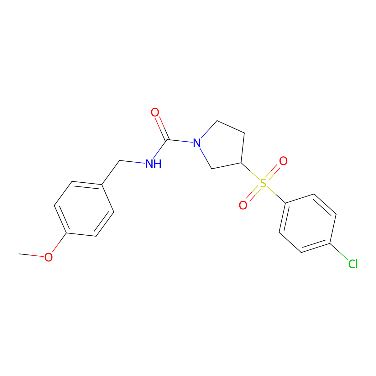 3-((4-chlorophenyl)sulfonyl)-N-(4-methoxybenzyl)pyrrolidine-1-carboxamide molecular structure, CAS 1448048-22-3