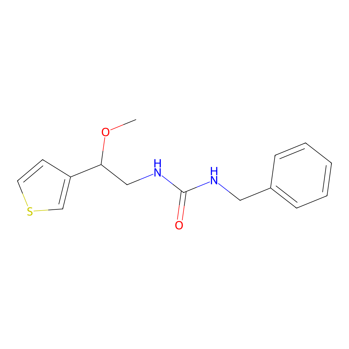 1-Benzyl-3-(2-methoxy-2-(thiophen-3-yl)ethyl)urea molecular structure, CAS 1448048-23-4