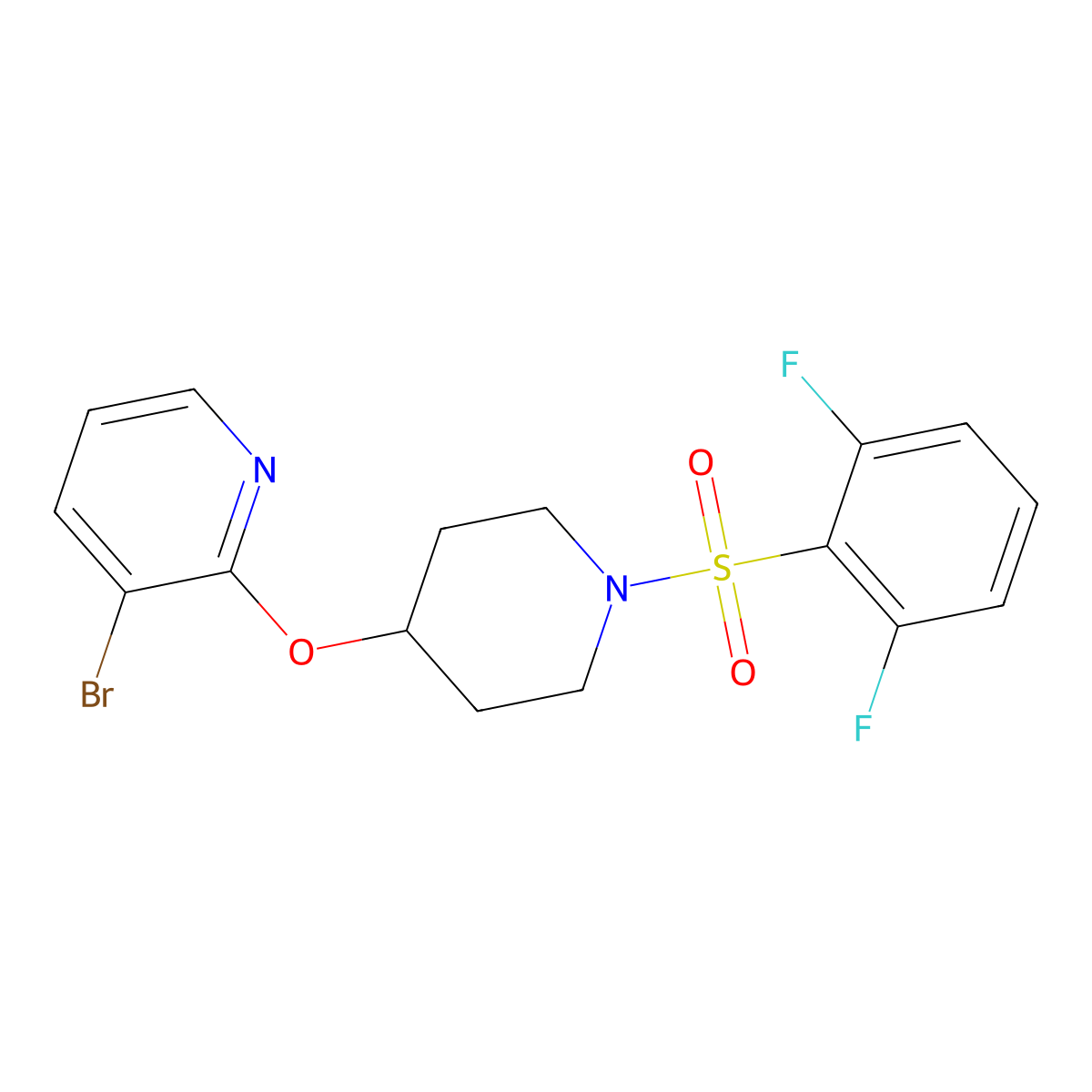 3-Bromo-2-((1-((2,6-difluorophenyl)sulfonyl)piperidin-4-yl)oxy)pyridine molecular structure, CAS 1448048-25-6
