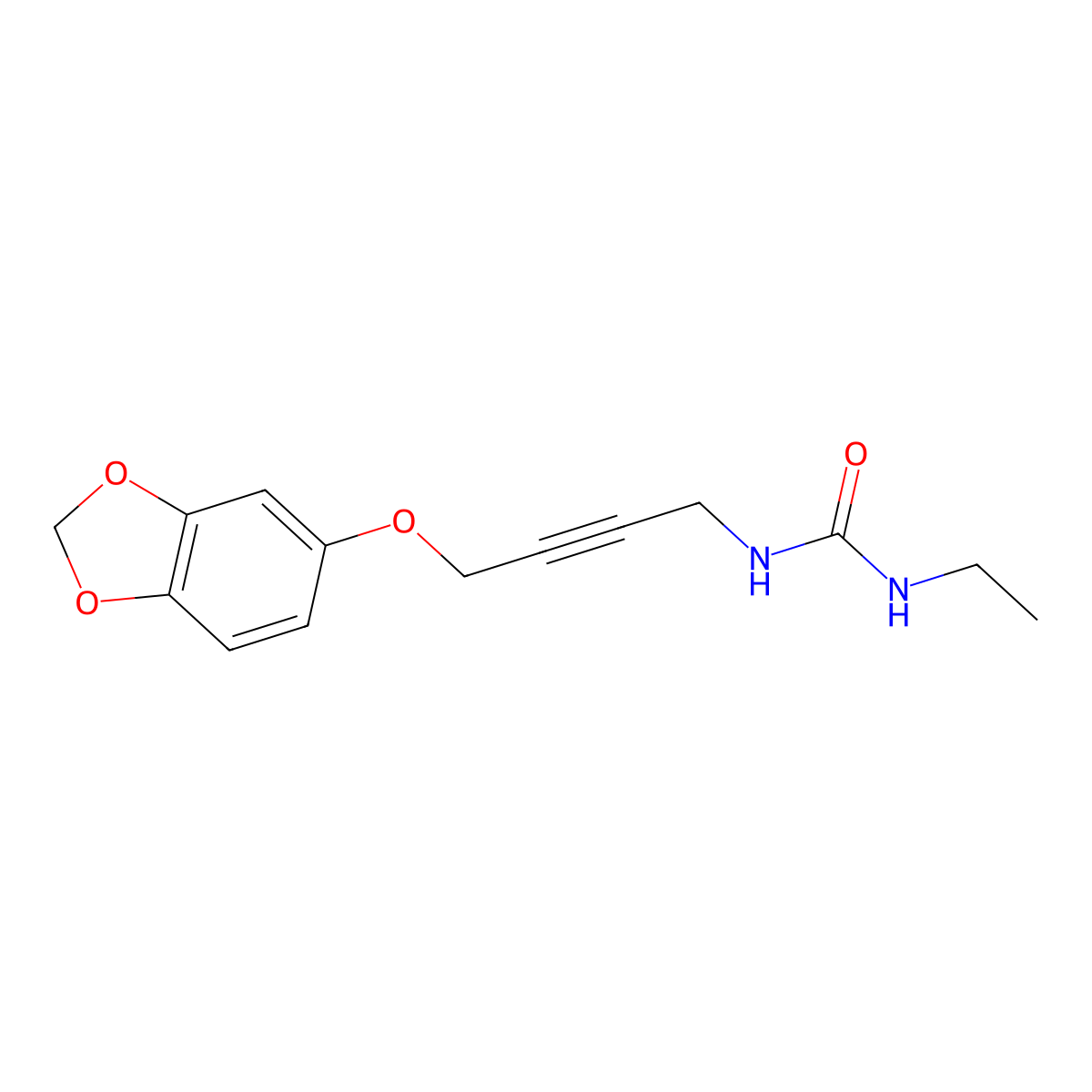1-(4-(Benzo[d][1,3]dioxol-5-yloxy)but-2-yn-1-yl)-3-ethylurea molecular structure, CAS 1448050-01-8