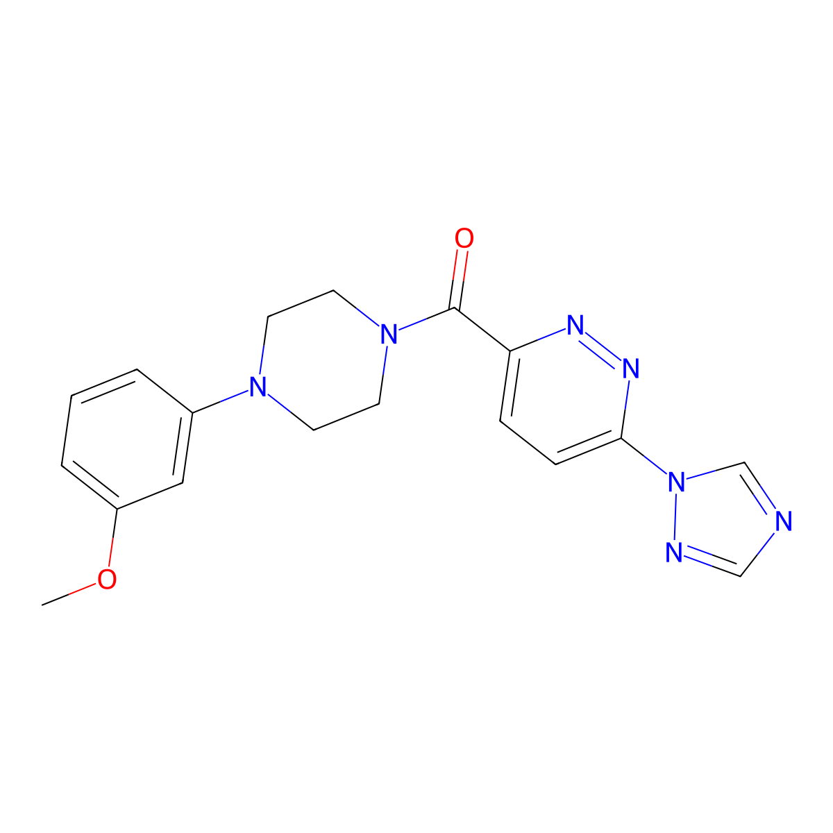 Methanone, [4-(3-methoxyphenyl)-1-piperazinyl][6-(1H-1,2,4-triazol-1-yl)-3-pyridazinyl]- molecular structure, CAS 1448050-08-5