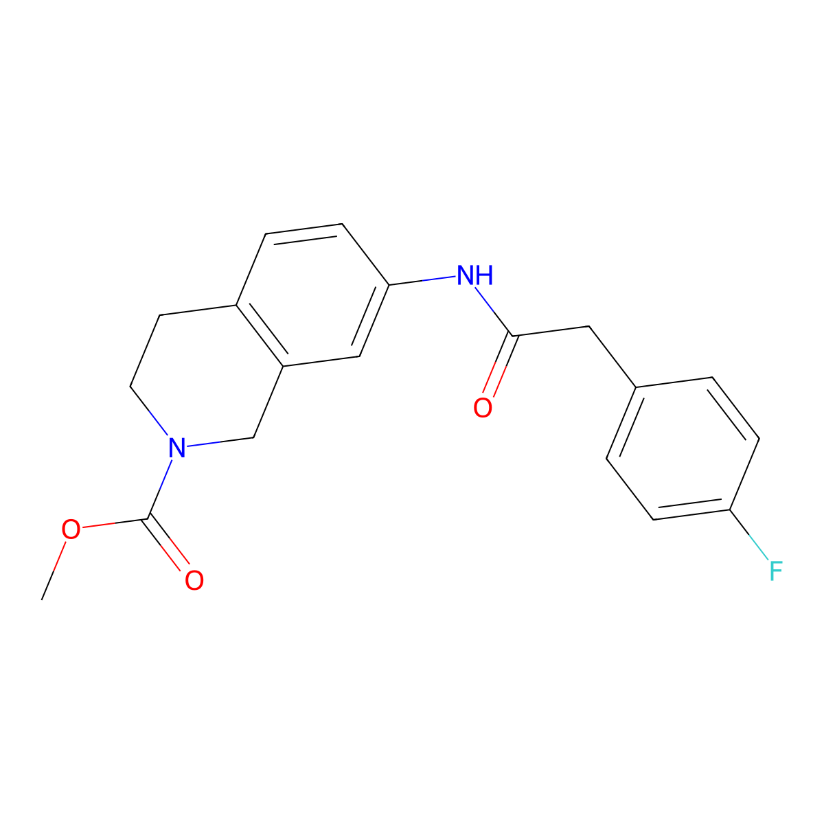 methyl 7-(2-(4-fluorophenyl)acetamido)-3,4-dihydroisoquinoline-2(1H)-carboxylate molecular structure, CAS 1448050-12-1