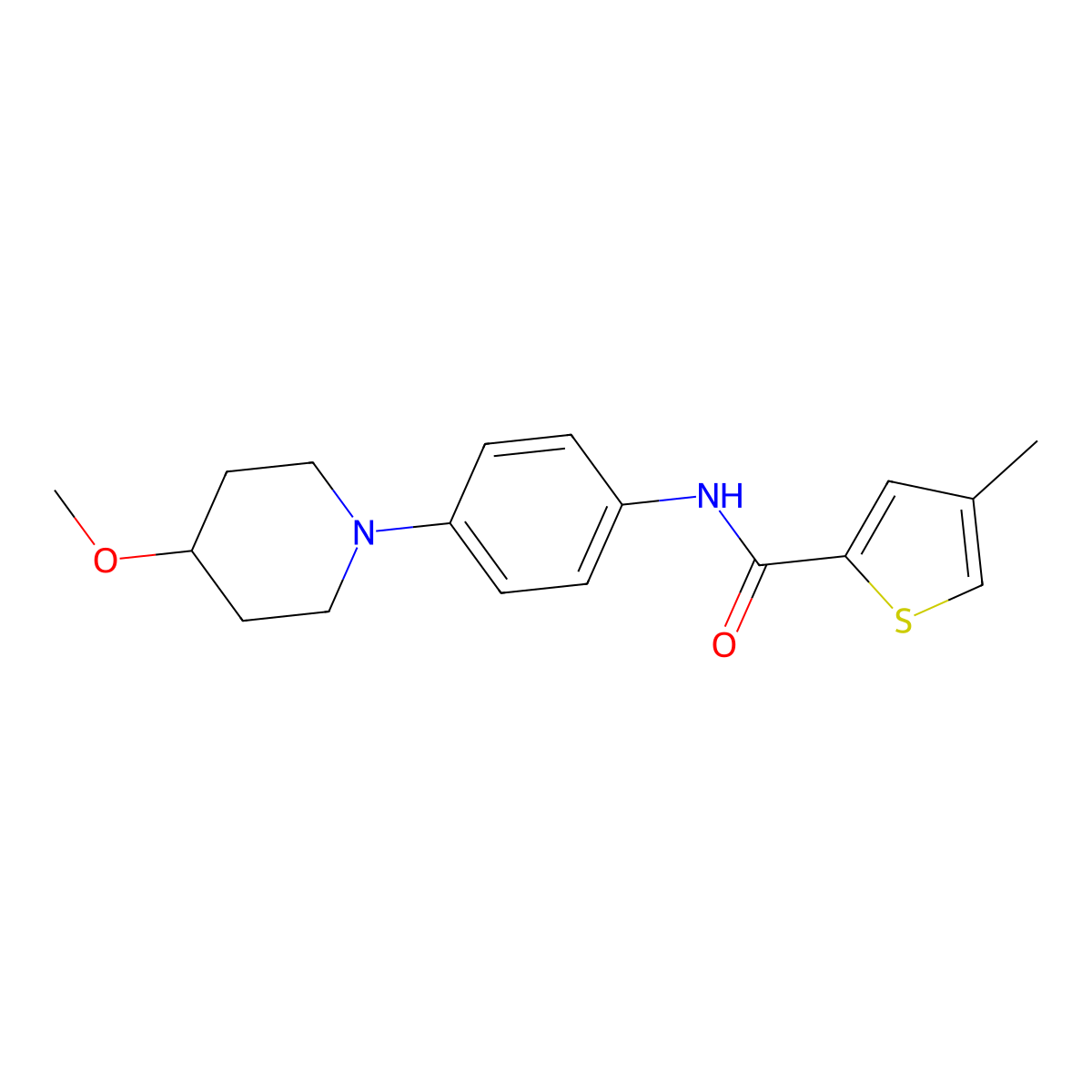 N-(4-(4-methoxypiperidin-1-yl)phenyl)-4-methylthiophene-2-carboxamide molecular structure, CAS 1448050-13-2
