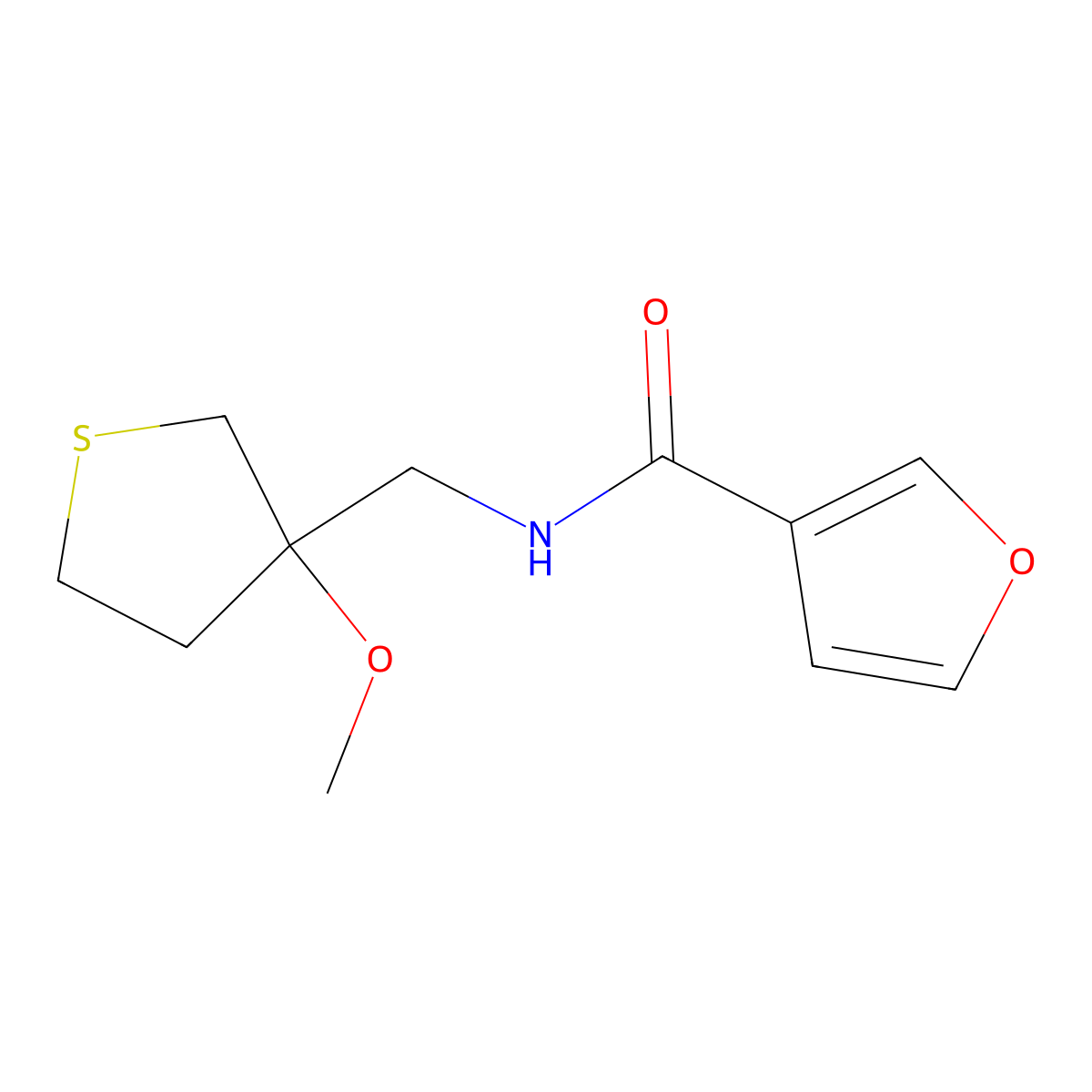 N-((3-methoxytetrahydrothiophen-3-yl)methyl)furan-3-carboxamide molecular structure, CAS 1448050-15-4