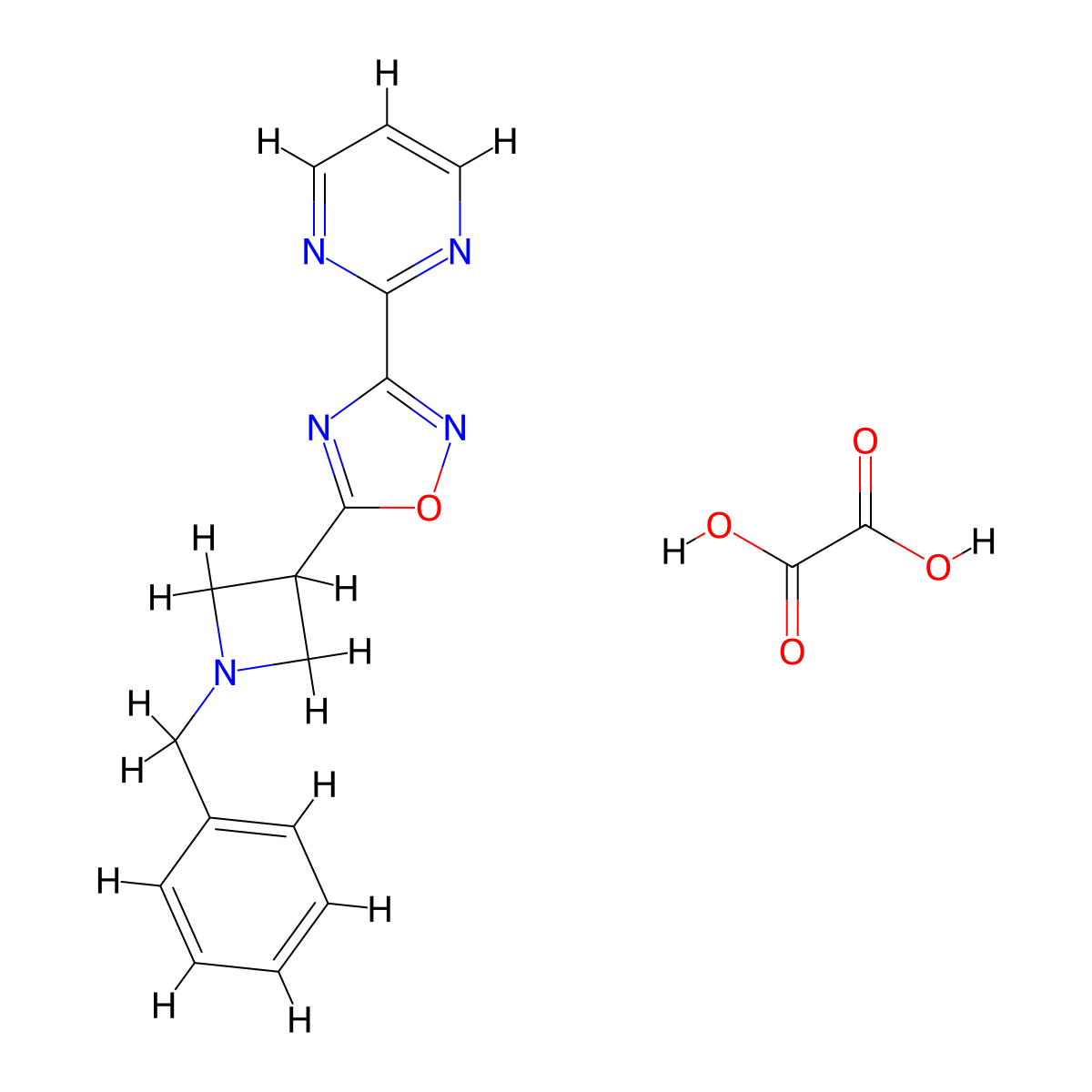 5-(1-Benzylazetidin-3-yl)-3-(pyrimidin-2-yl)-1,2,4-oxadiazole oxalate molecular structure, CAS 1448050-20-1