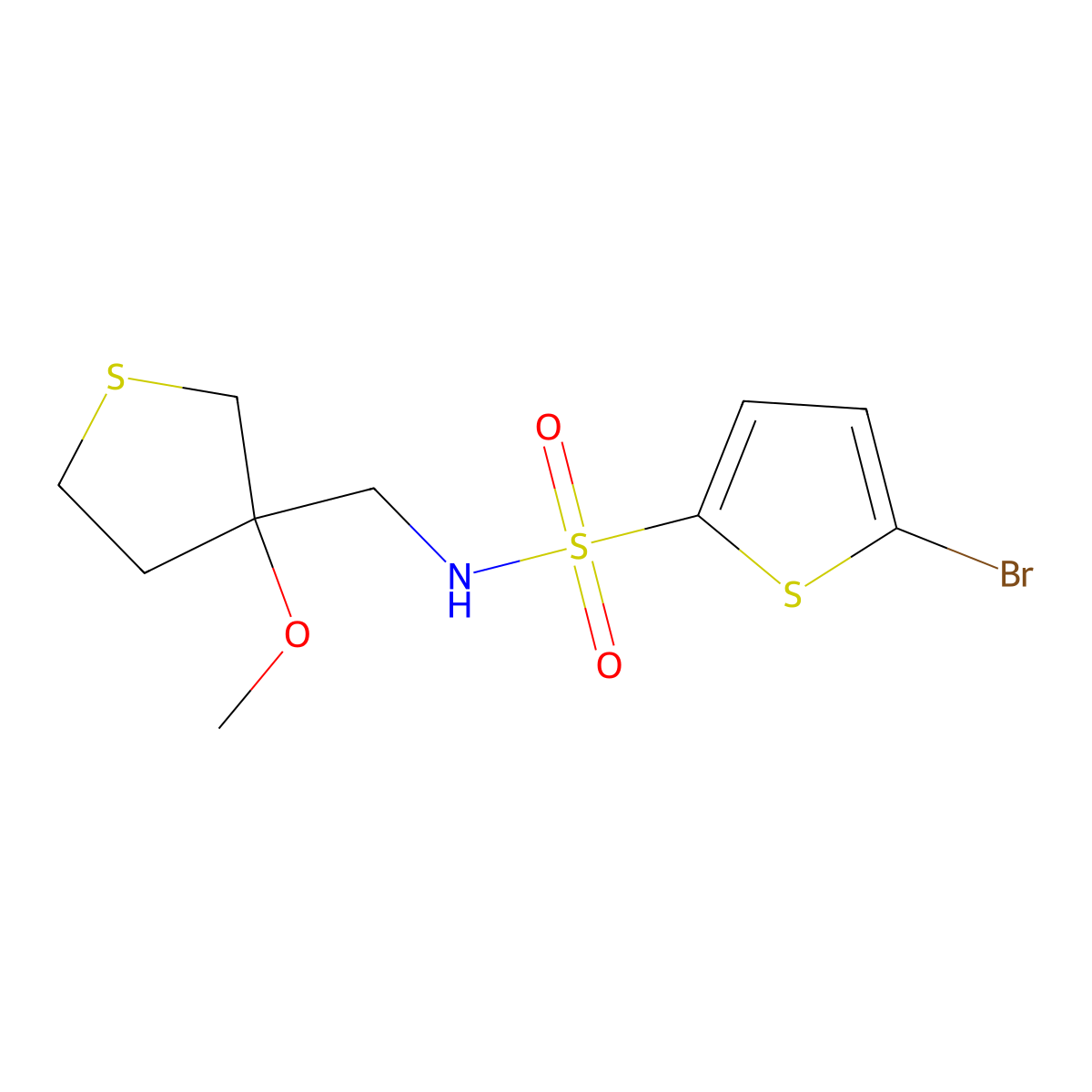 5-bromo-N-((3-methoxytetrahydrothiophen-3-yl)methyl)thiophene-2-sulfonamide molecular structure, CAS 1448050-24-5