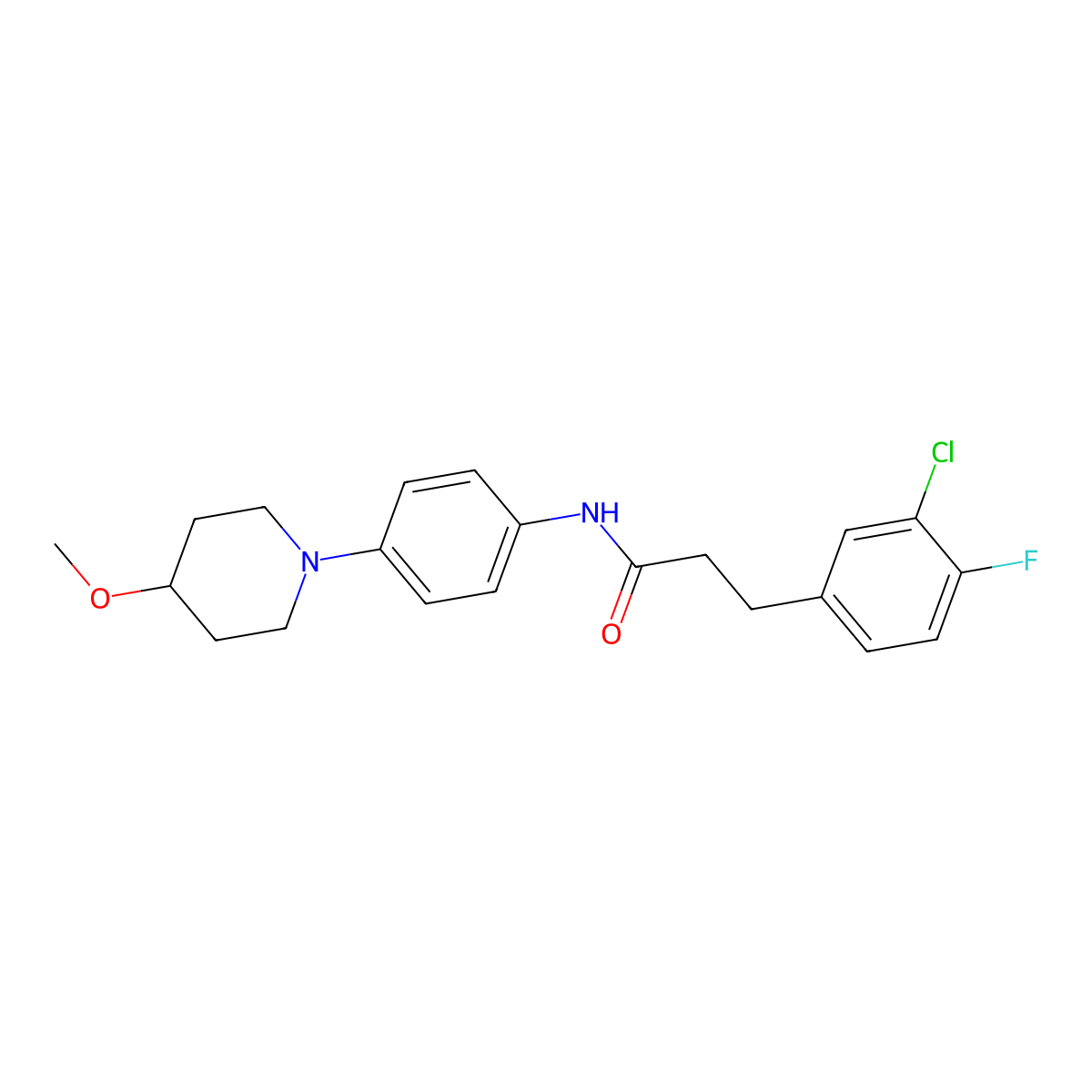 3-(3-Chloro-4-fluorophenyl)-N-[4-(4-methoxypiperidin-1-YL)phenyl]propanamide molecular structure, CAS 1448050-25-6