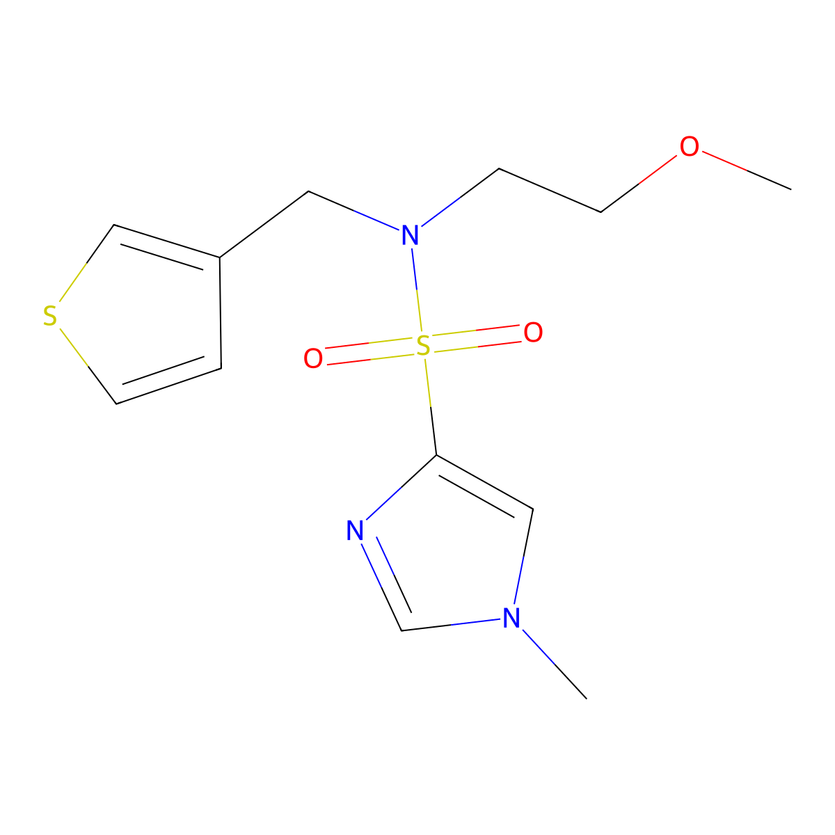 N-(2-methoxyethyl)-1-methyl-N-(thiophen-3-ylmethyl)-1H-imidazole-4-sulfonamide molecular structure, CAS 1448050-27-8