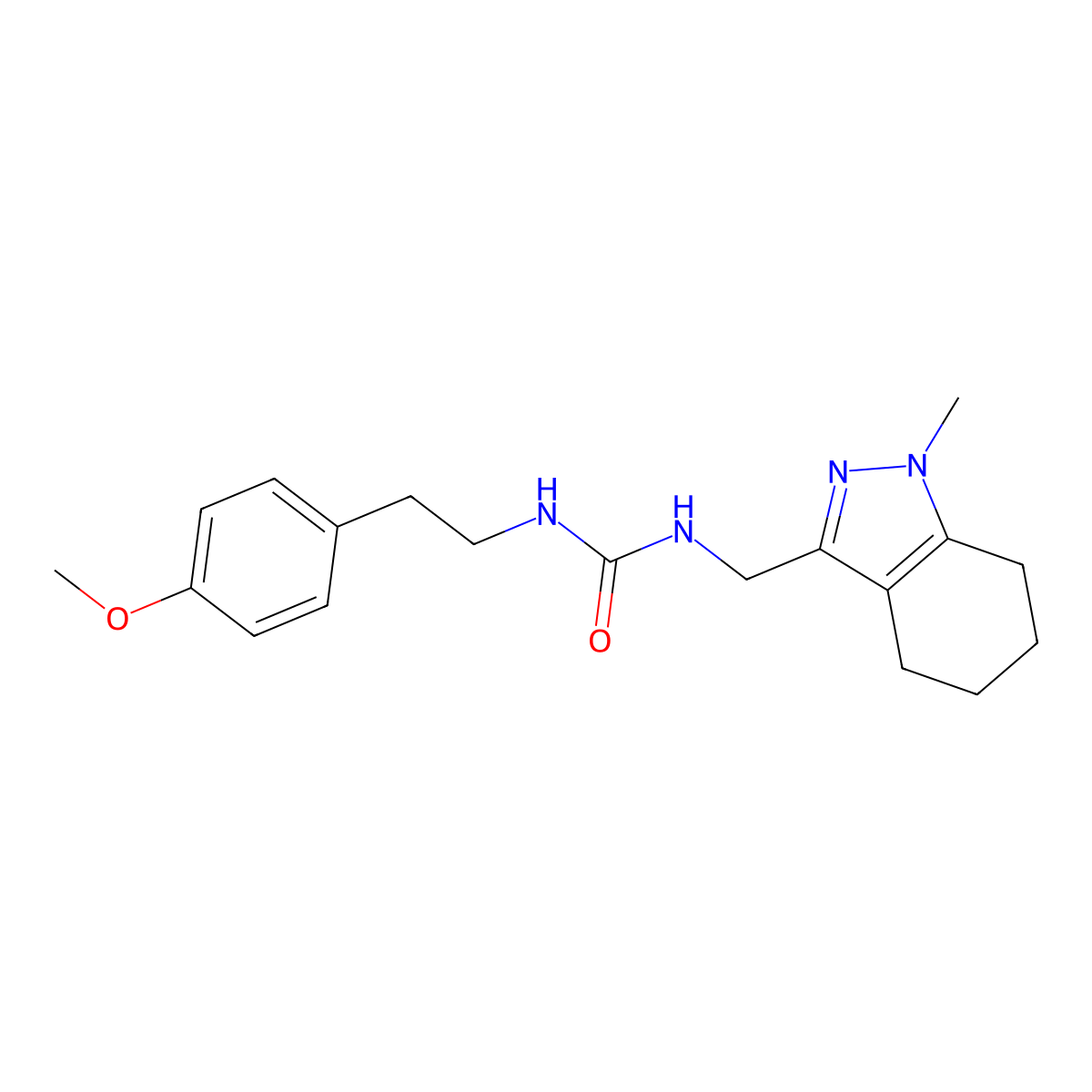 1-(4-methoxyphenethyl)-3-((1-methyl-4,5,6,7-tetrahydro-1H-indazol-3-yl)methyl)urea molecular structure, CAS 1448050-29-0