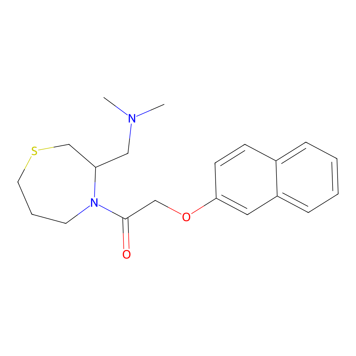 1-(3-((Dimethylamino)methyl)-1,4-thiazepan-4-yl)-2-(naphthalen-2-yloxy)ethanone molecular structure, CAS 1448050-33-6